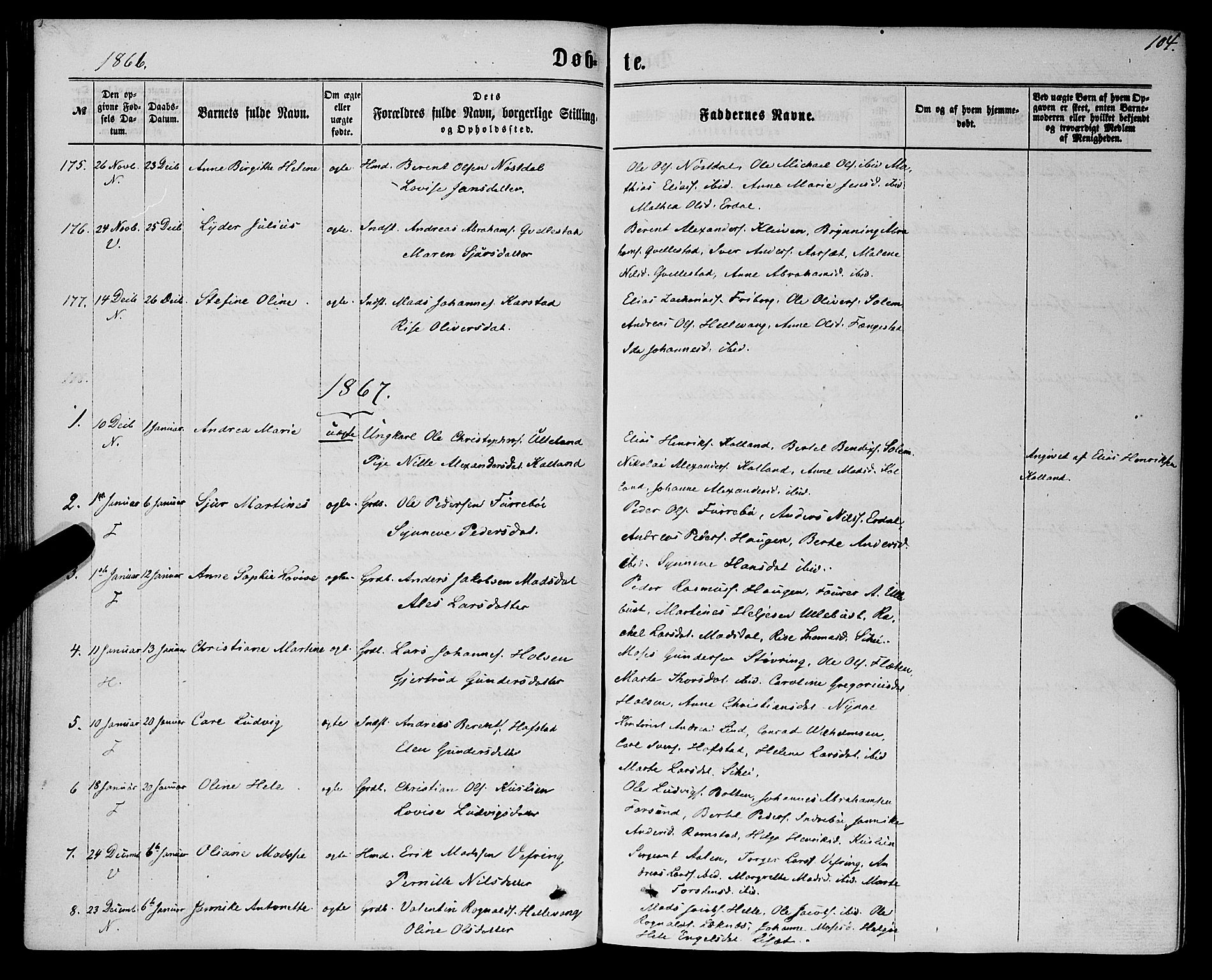 Førde sokneprestembete, SAB/A-79901/H/Haa/Haaa/L0009: Ministerialbok nr. A 9, 1861-1877, s. 104