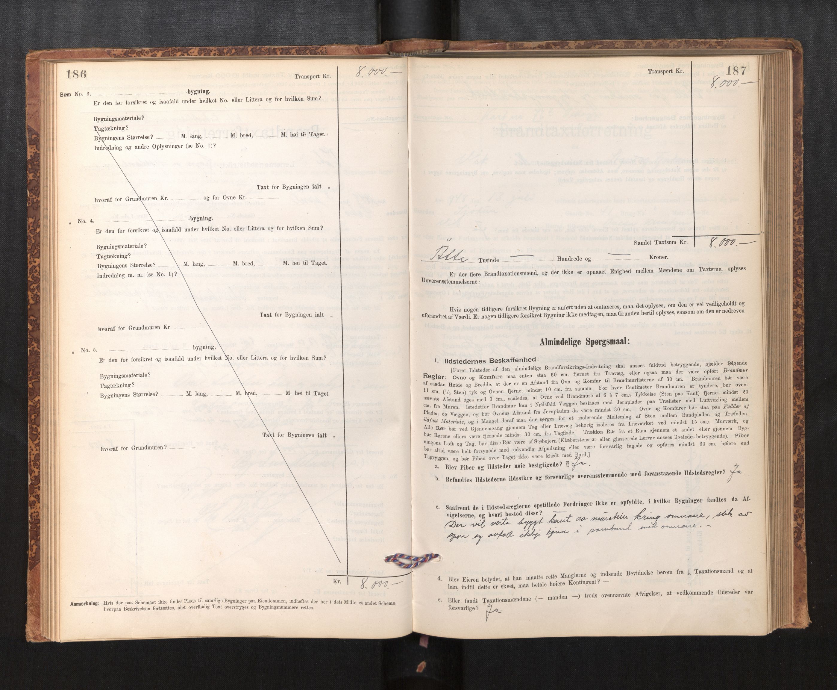 Lensmannen i Vik, AV/SAB-A-30301/0012/L0006: Branntakstprotokoll, skjematakst, 1896-1949, s. 186-187