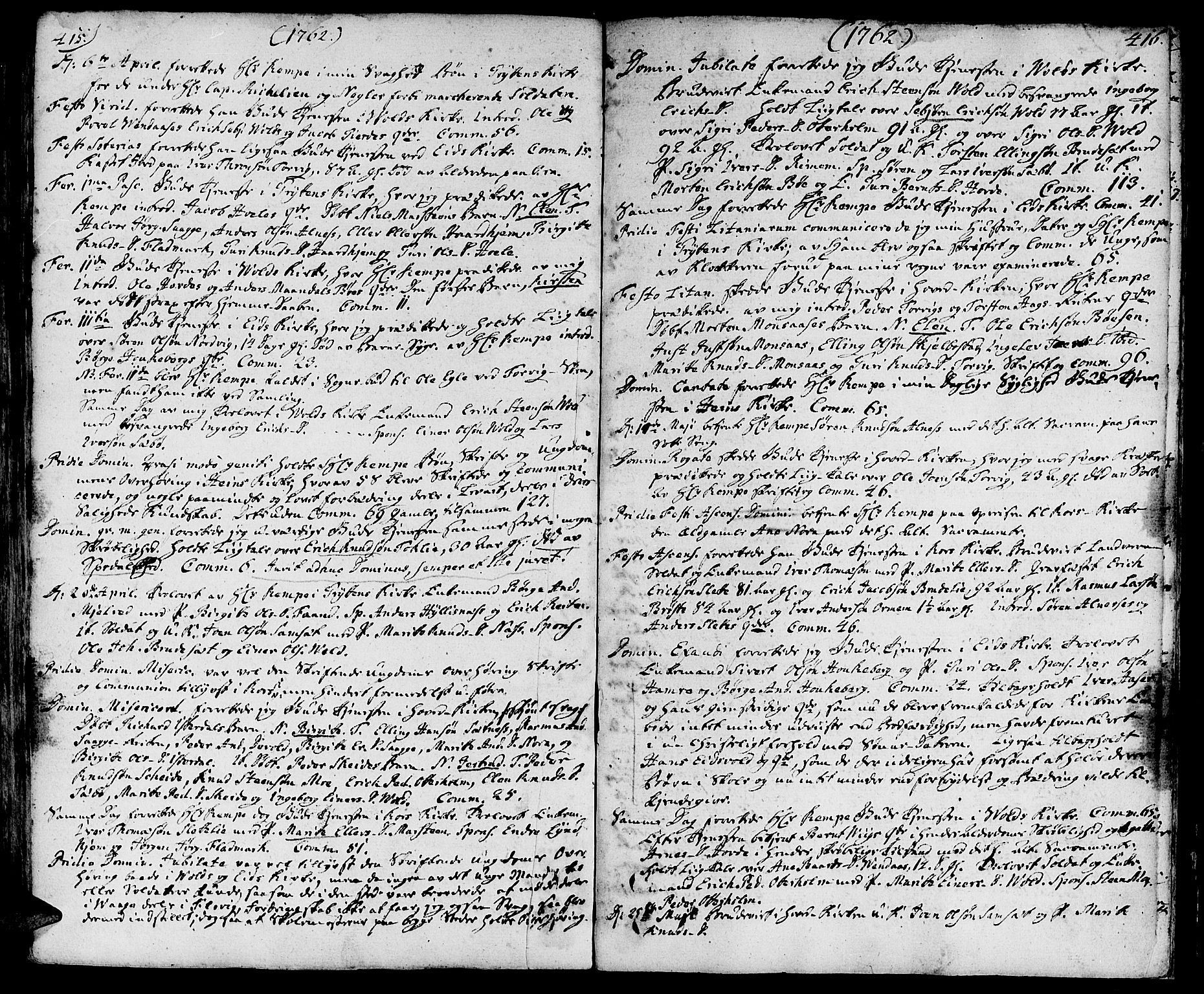 Ministerialprotokoller, klokkerbøker og fødselsregistre - Møre og Romsdal, AV/SAT-A-1454/544/L0568: Ministerialbok nr. 544A01, 1725-1763, s. 415-416