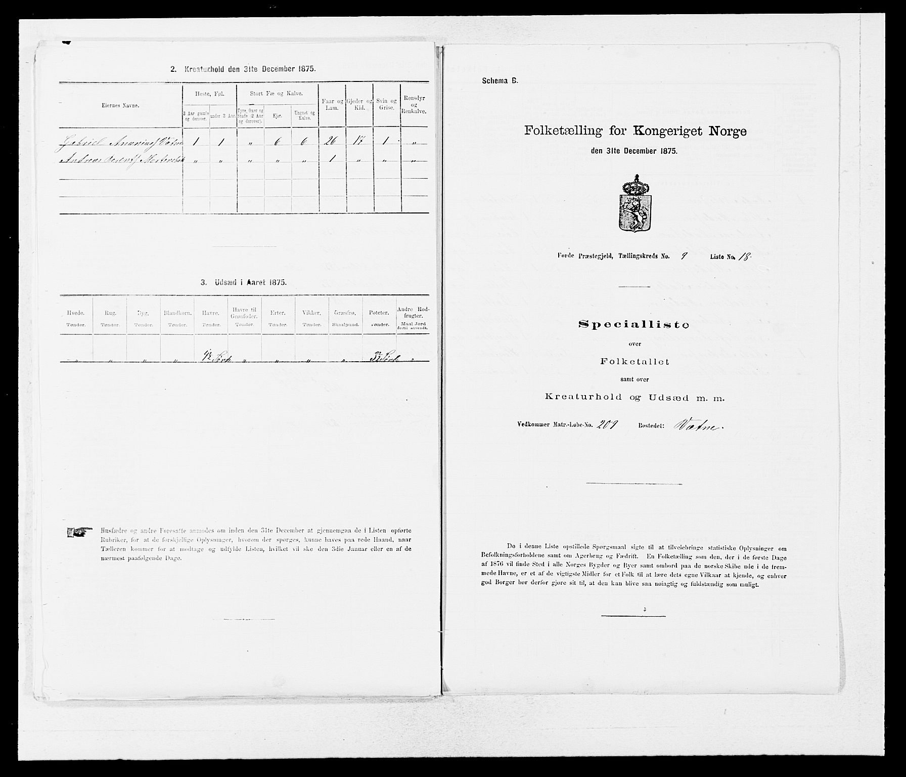 SAB, Folketelling 1875 for 1432P Førde prestegjeld, 1875, s. 1039