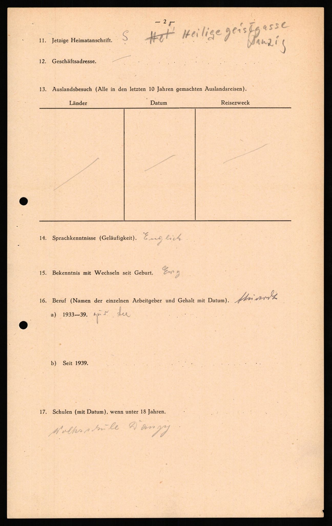 Forsvaret, Forsvarets overkommando II, RA/RAFA-3915/D/Db/L0029: CI Questionaires. Tyske okkupasjonsstyrker i Norge. Tyskere., 1945-1946, s. 270