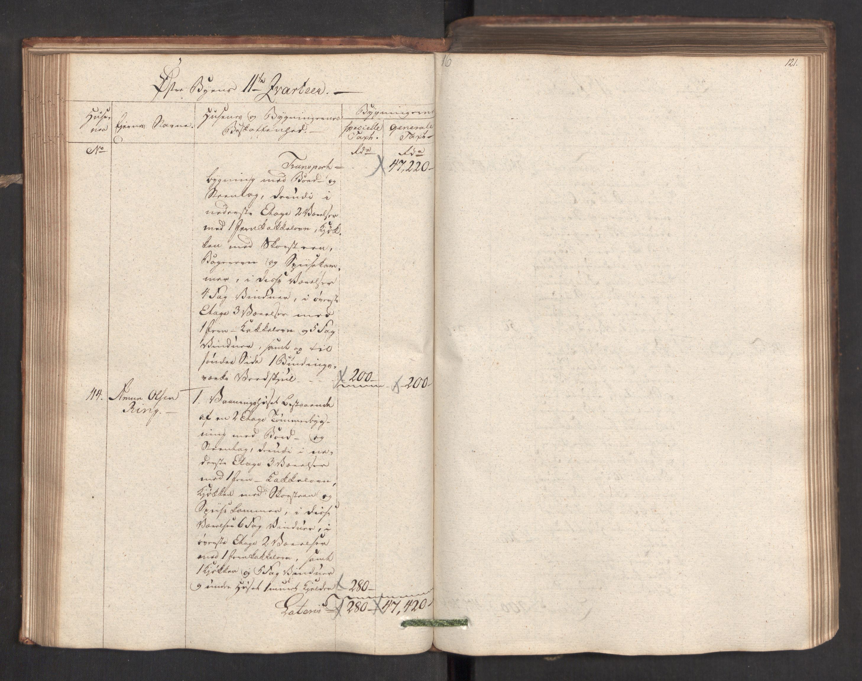 Kommersekollegiet, Brannforsikringskontoret 1767-1814, AV/RA-EA-5458/F/Fa/L0019/0001: Kristiansand / Branntakstprotokoll, 1797, s. 121