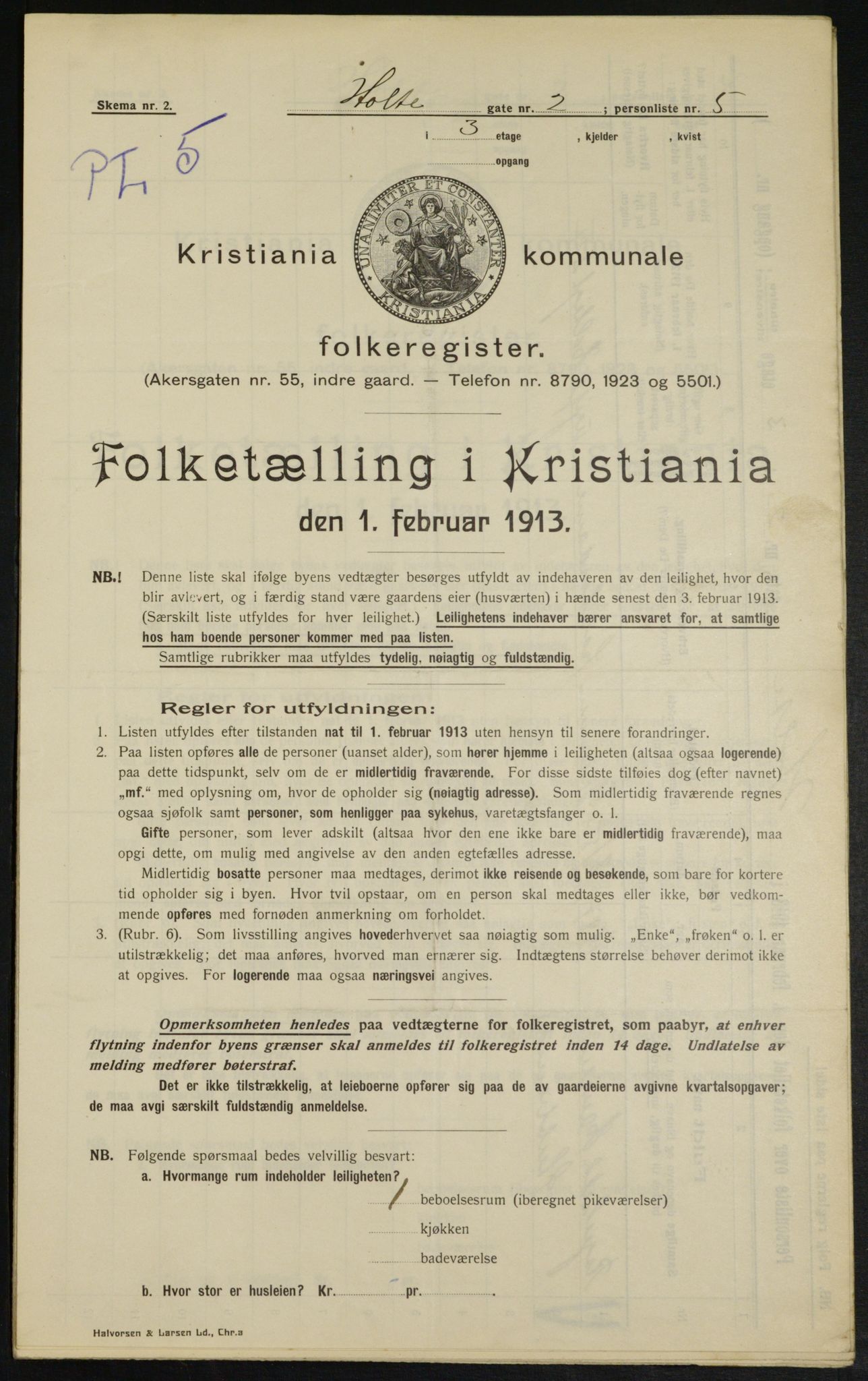 OBA, Kommunal folketelling 1.2.1913 for Kristiania, 1913, s. 40952