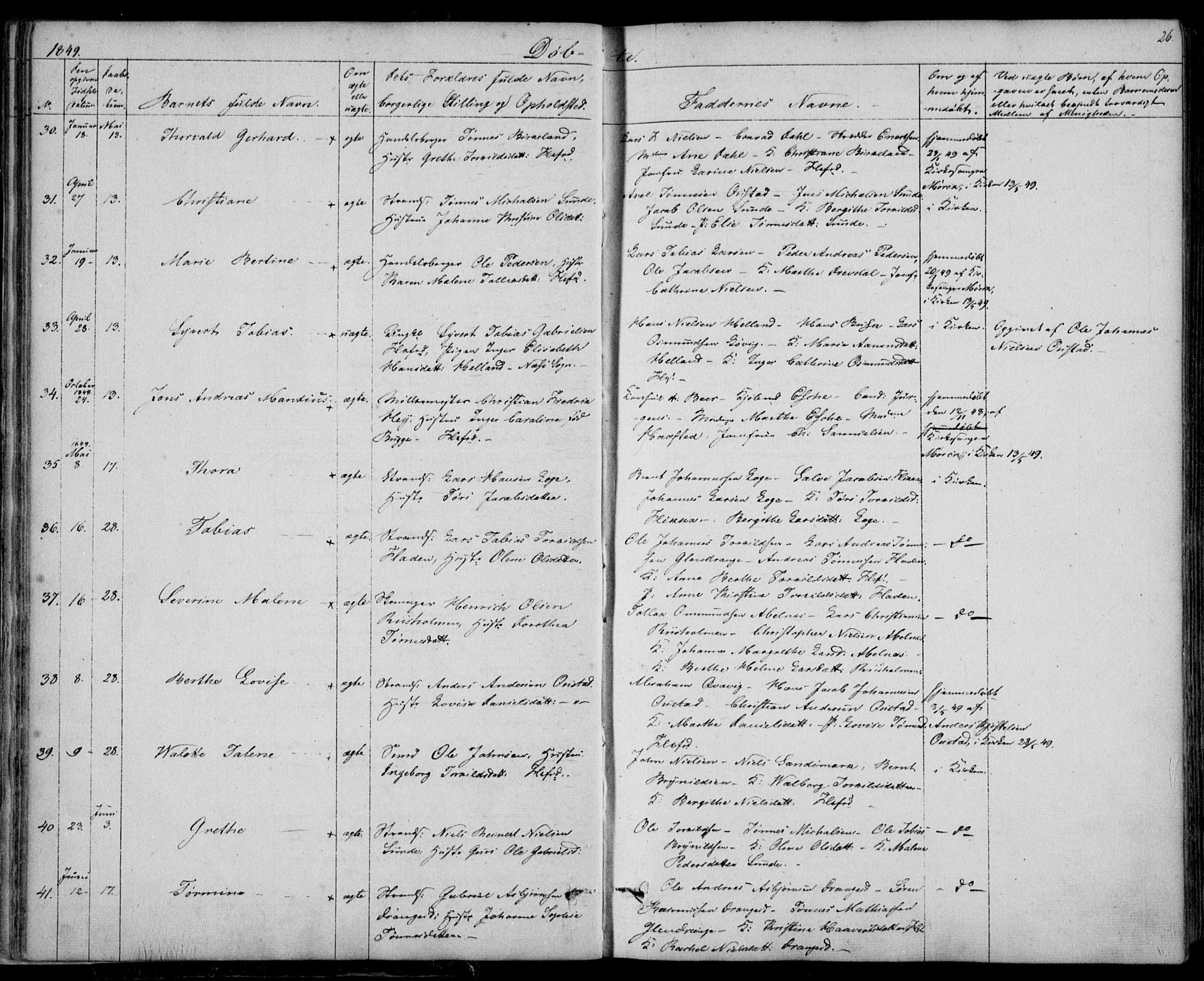 Flekkefjord sokneprestkontor, AV/SAK-1111-0012/F/Fb/Fbc/L0005: Klokkerbok nr. B 5, 1846-1866, s. 26