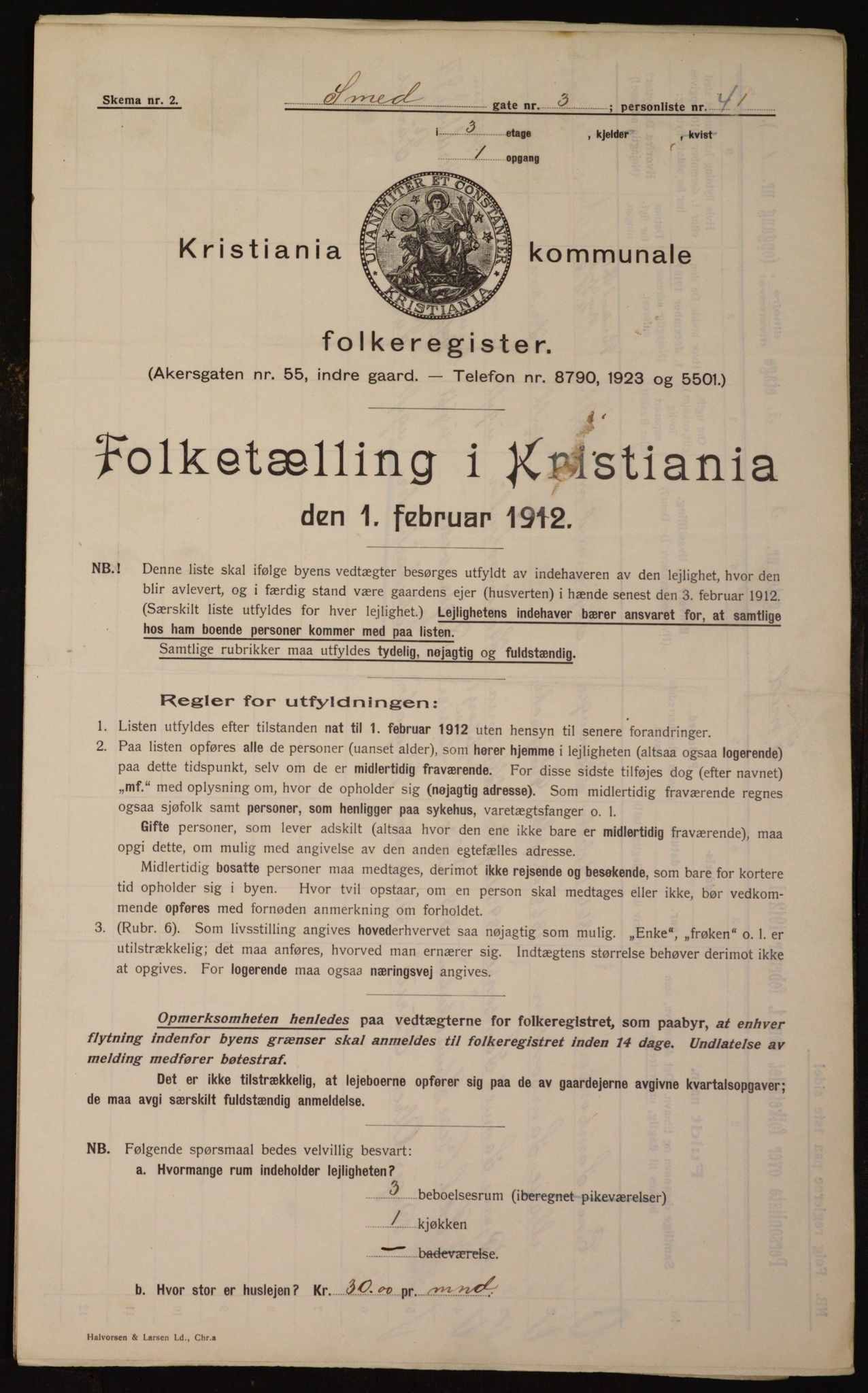 OBA, Kommunal folketelling 1.2.1912 for Kristiania, 1912, s. 97414