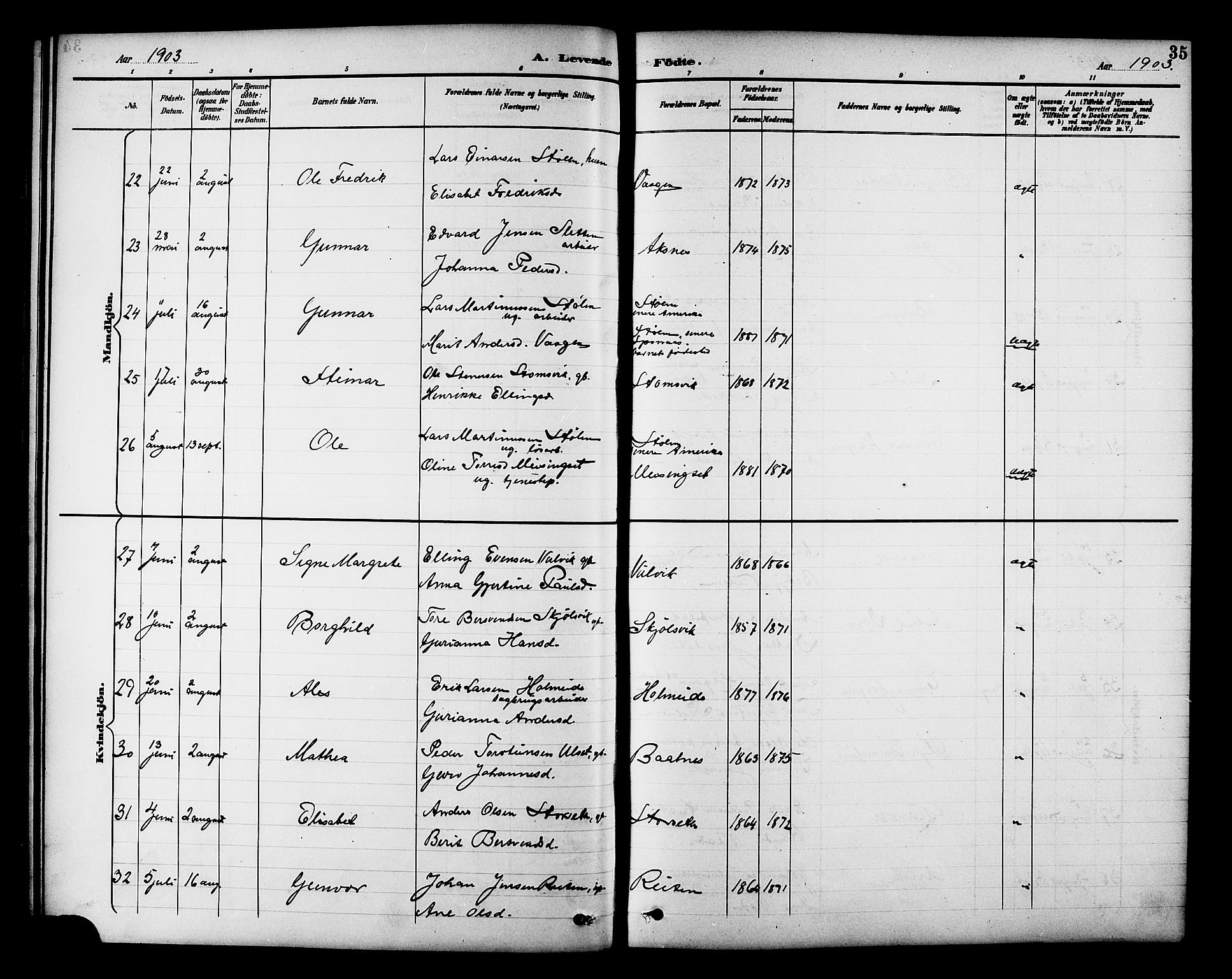 Ministerialprotokoller, klokkerbøker og fødselsregistre - Møre og Romsdal, AV/SAT-A-1454/586/L0992: Klokkerbok nr. 586C03, 1892-1909, s. 35
