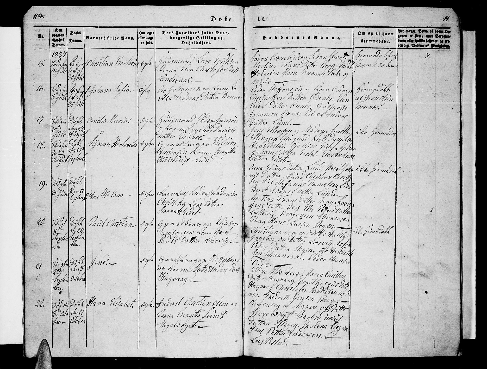 Ministerialprotokoller, klokkerbøker og fødselsregistre - Nordland, AV/SAT-A-1459/855/L0813: Klokkerbok nr. 855C02, 1836-1850, s. 10-11