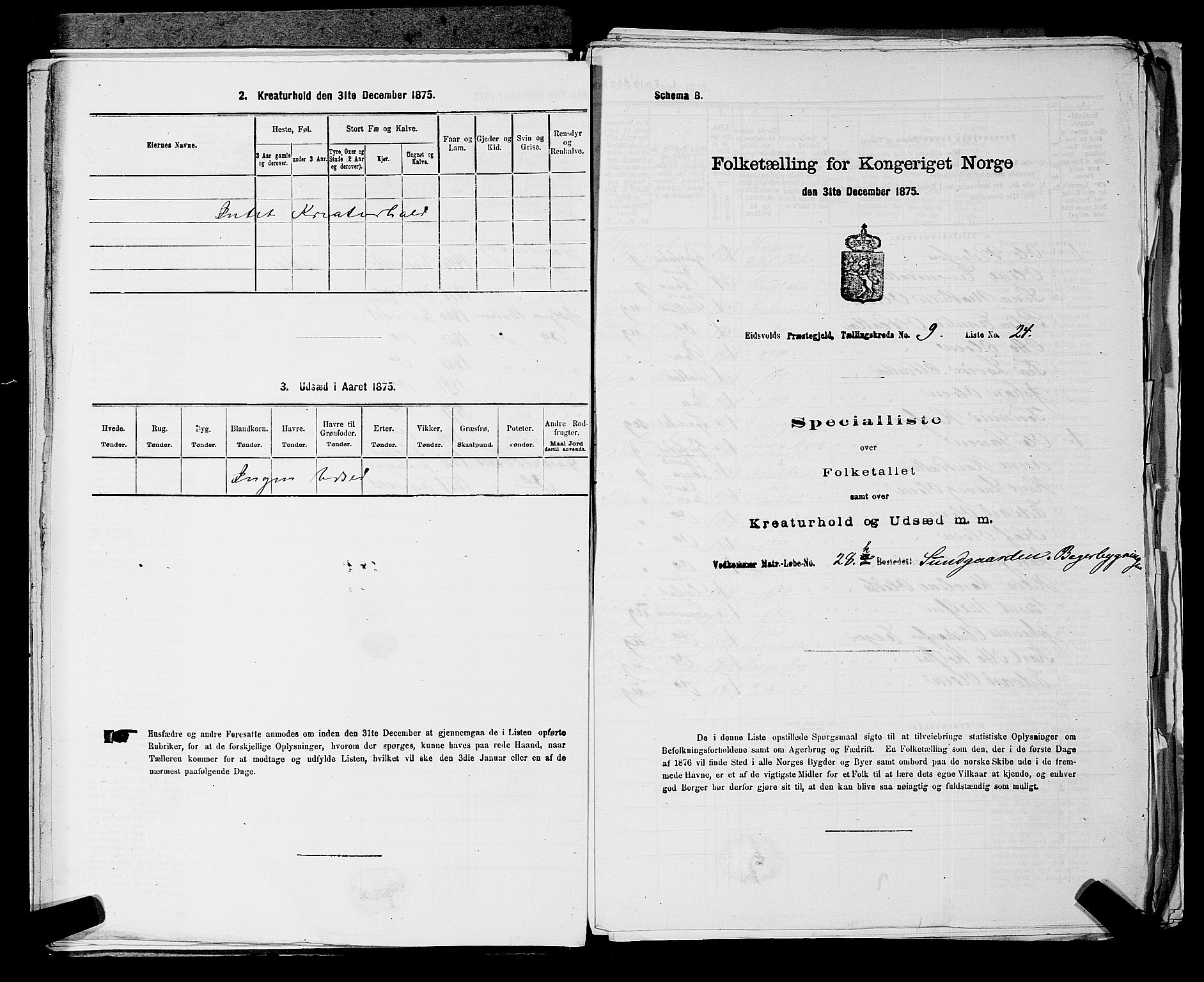 RA, Folketelling 1875 for 0237P Eidsvoll prestegjeld, 1875, s. 1405
