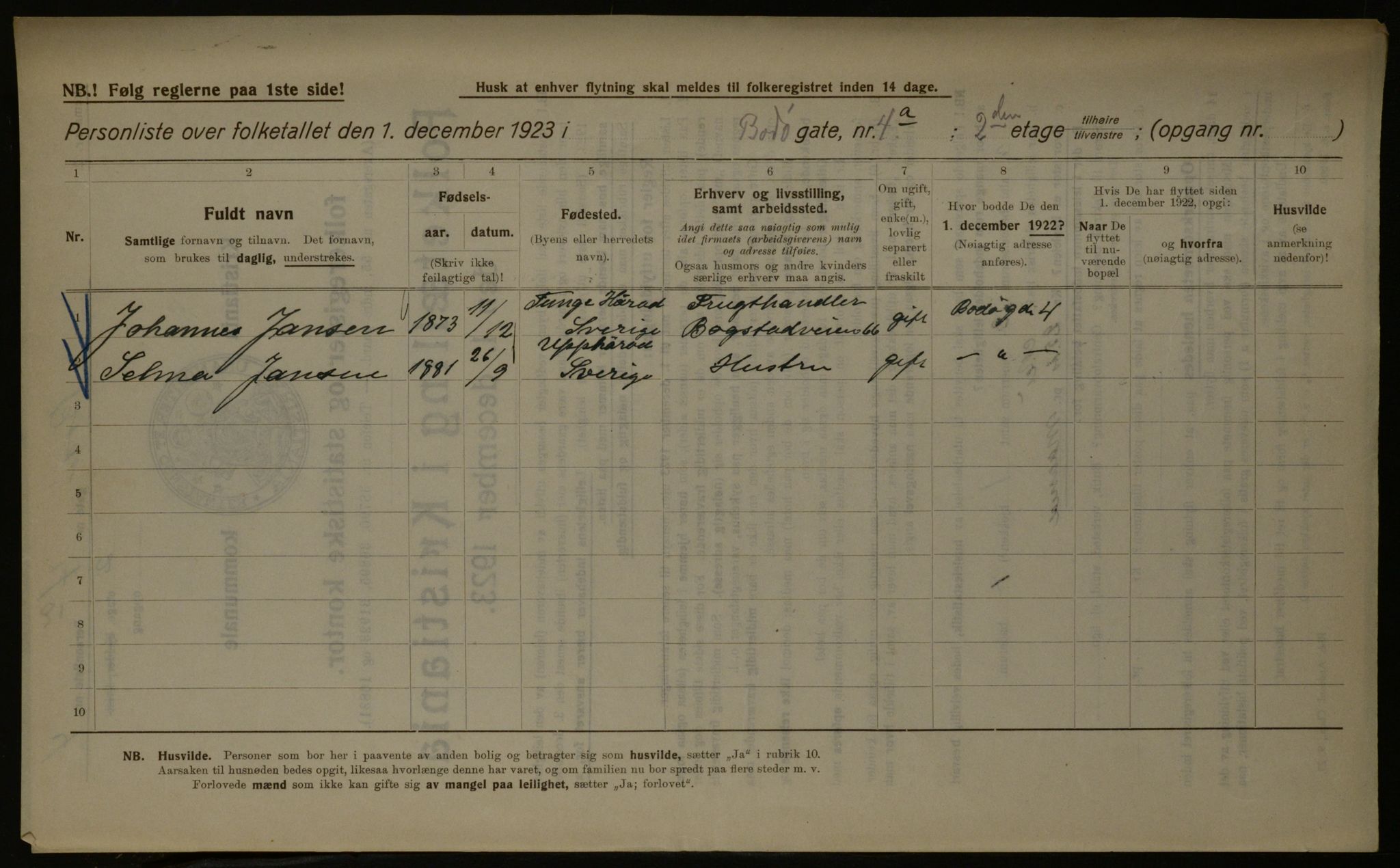 OBA, Kommunal folketelling 1.12.1923 for Kristiania, 1923, s. 7765