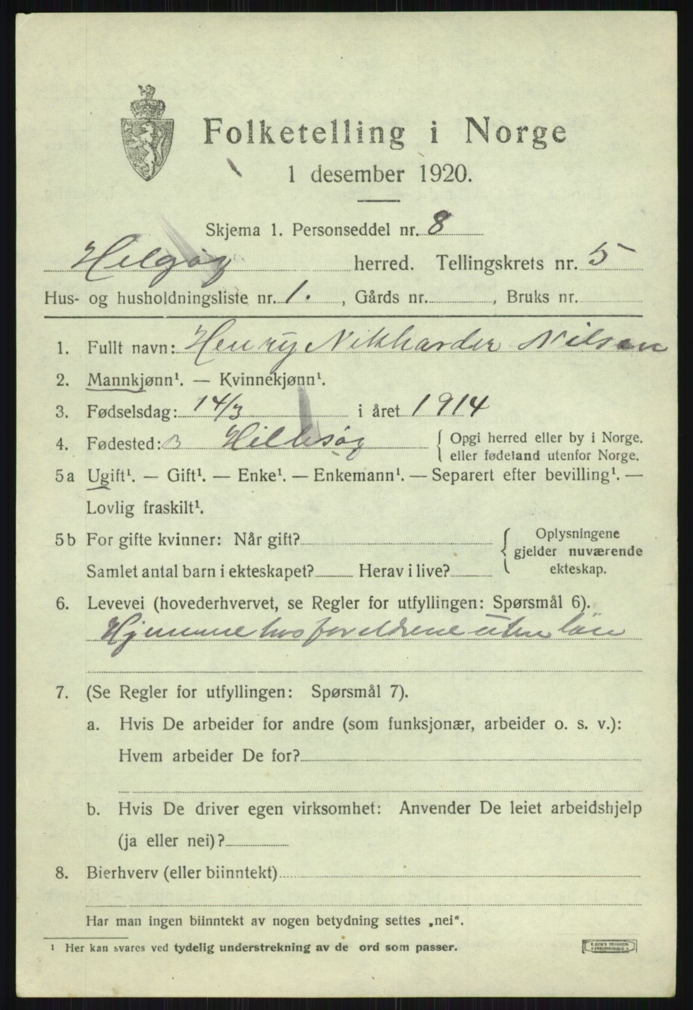 SATØ, Folketelling 1920 for 1935 Helgøy herred, 1920, s. 1945