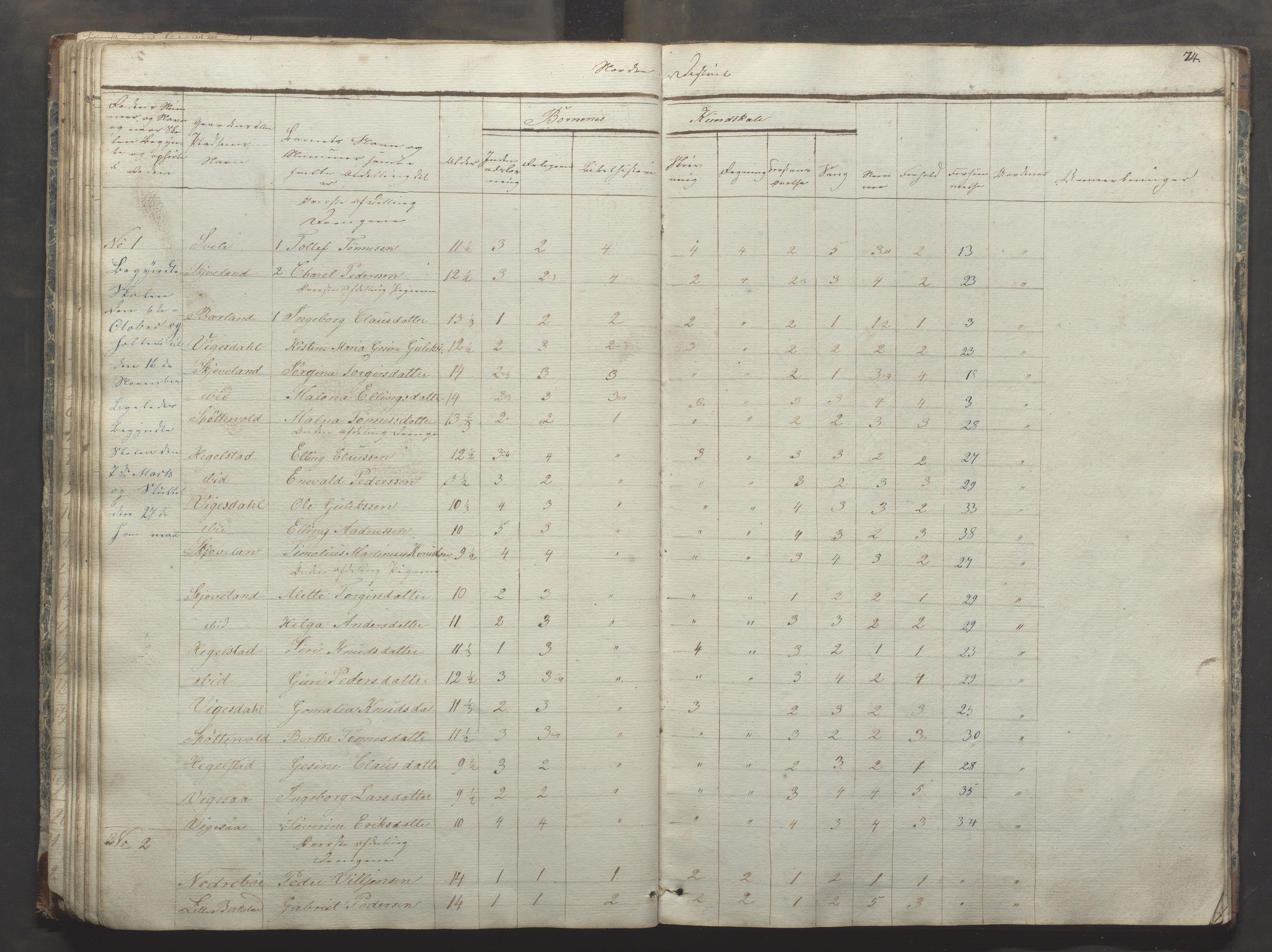 Bjerkreim kommune - Skulestyret, IKAR/K-101539/H/L0003: Dagbok - nordre distrikt, 1831-1858, s. 73b-74a