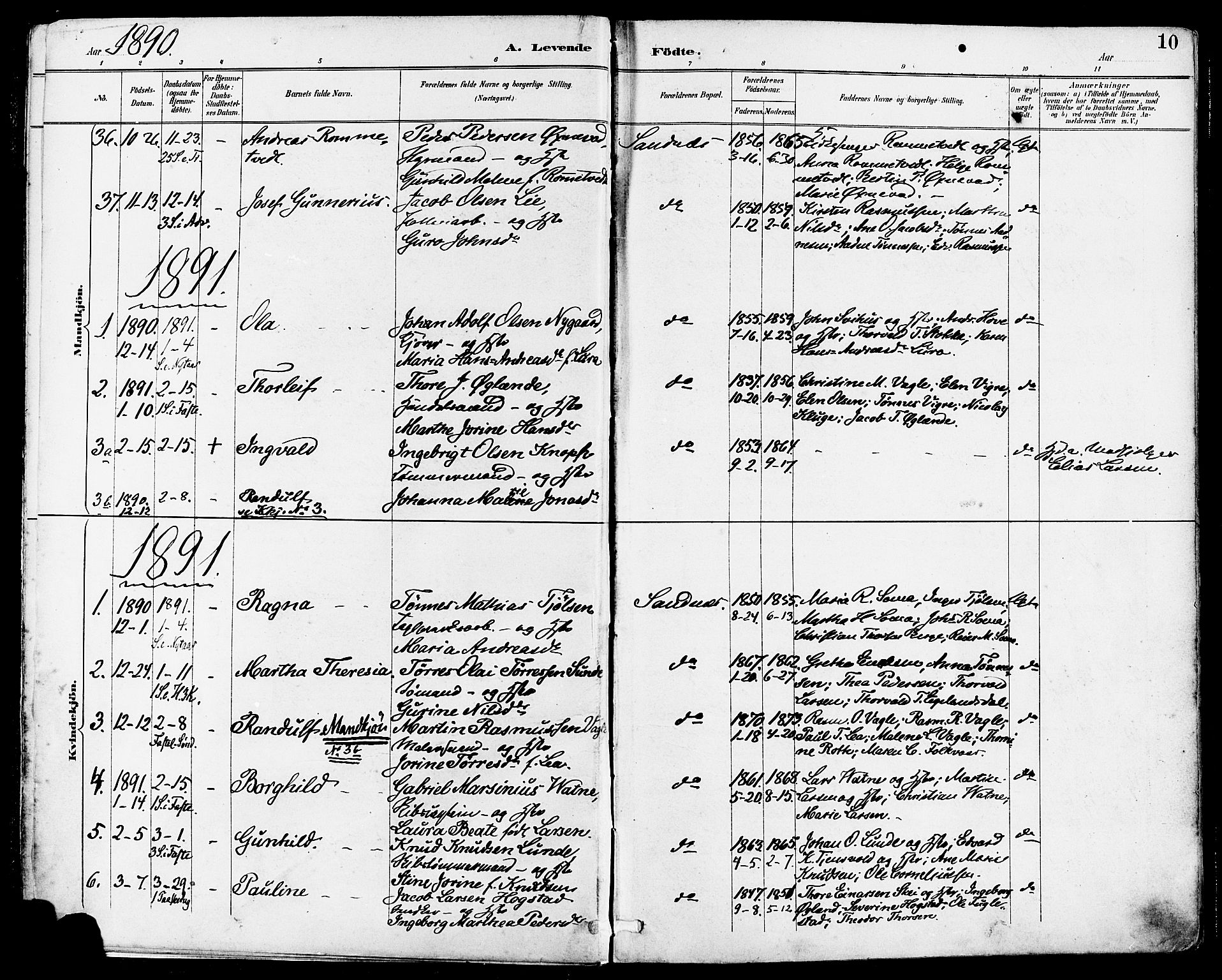 Høyland sokneprestkontor, AV/SAST-A-101799/001/30BA/L0014: Ministerialbok nr. A 12, 1890-1898, s. 10