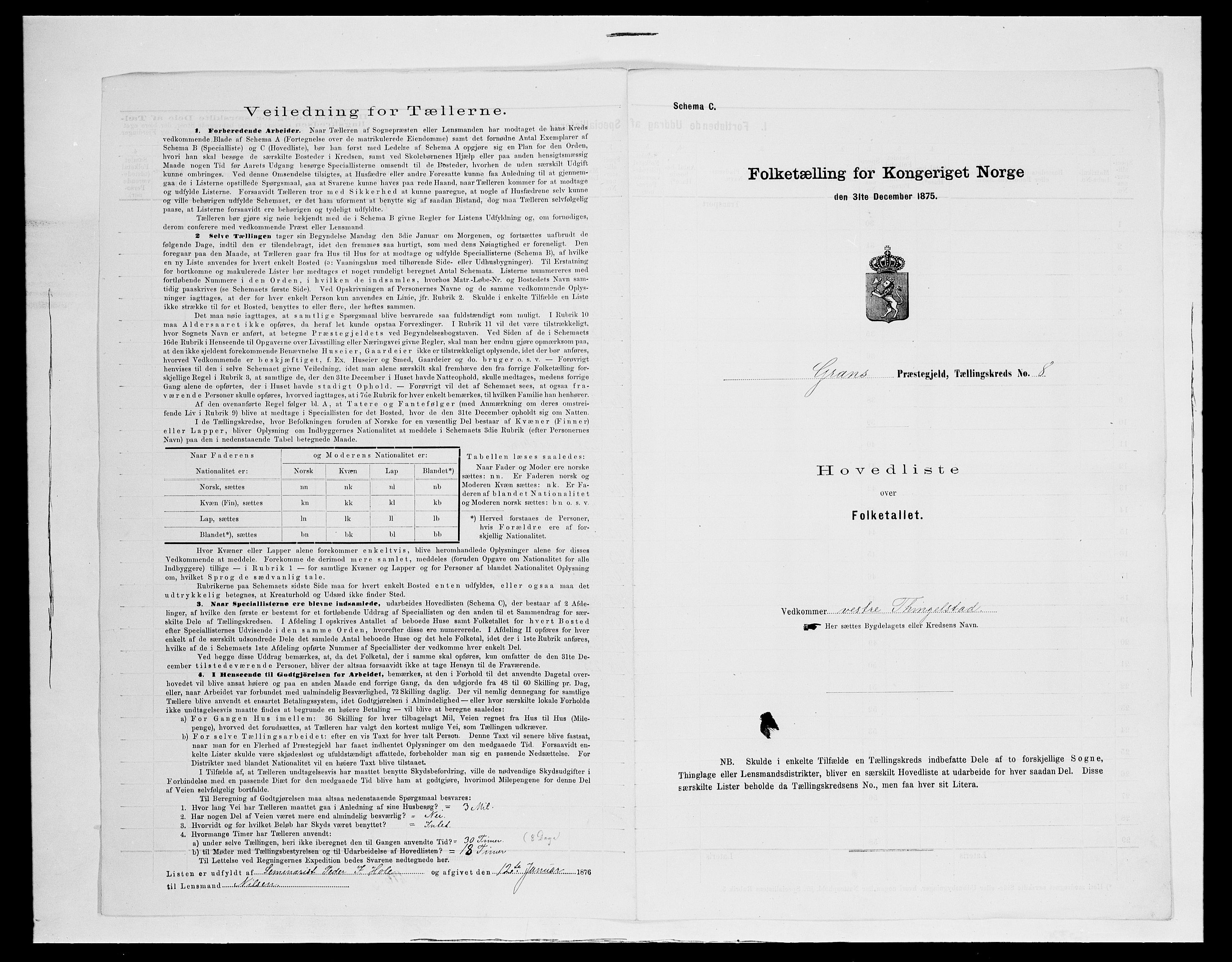 SAH, Folketelling 1875 for 0534P Gran prestegjeld, 1875, s. 46