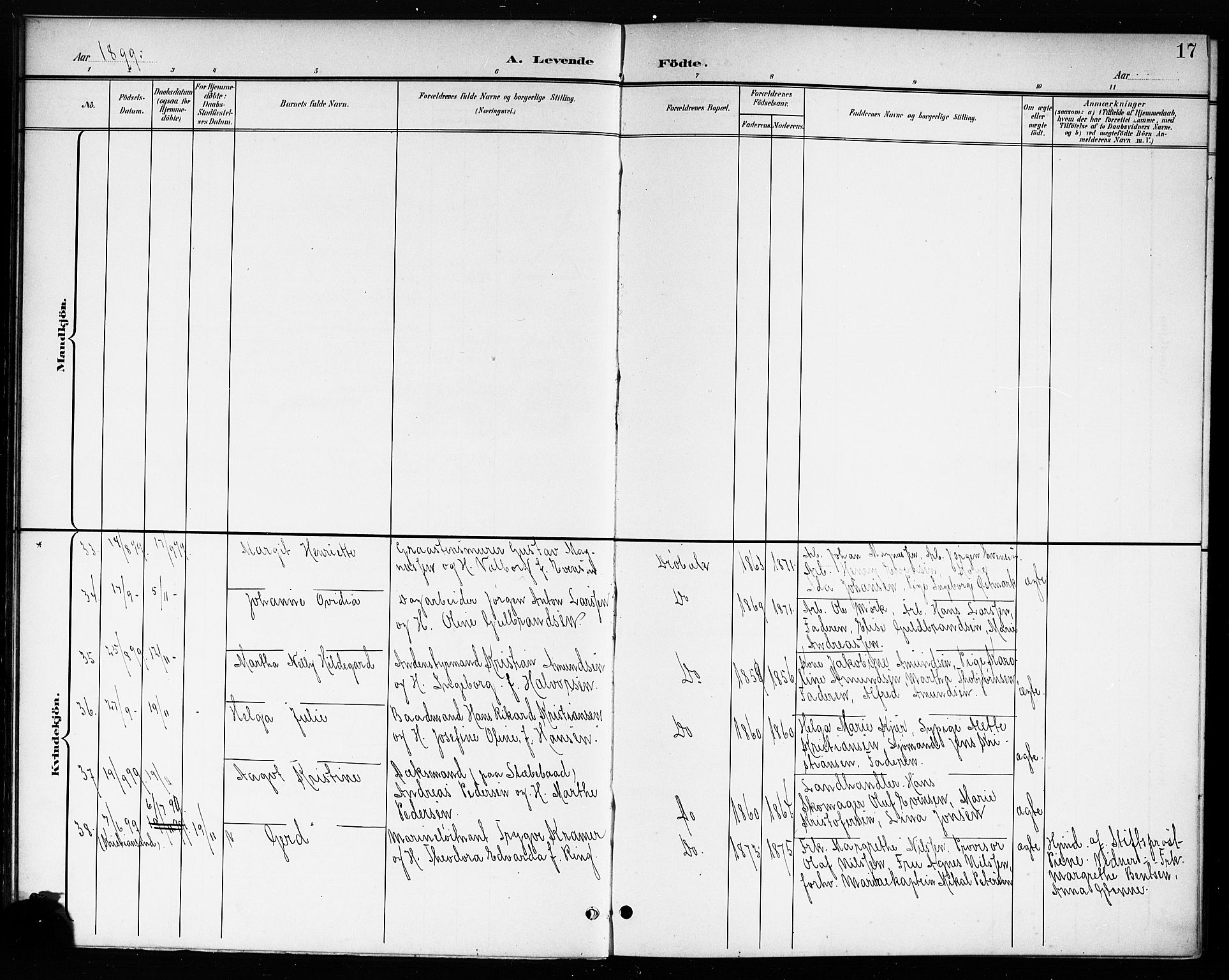 Drøbak prestekontor Kirkebøker, AV/SAO-A-10142a/G/Ga/L0001: Klokkerbok nr. I 1, 1897-1917, s. 17