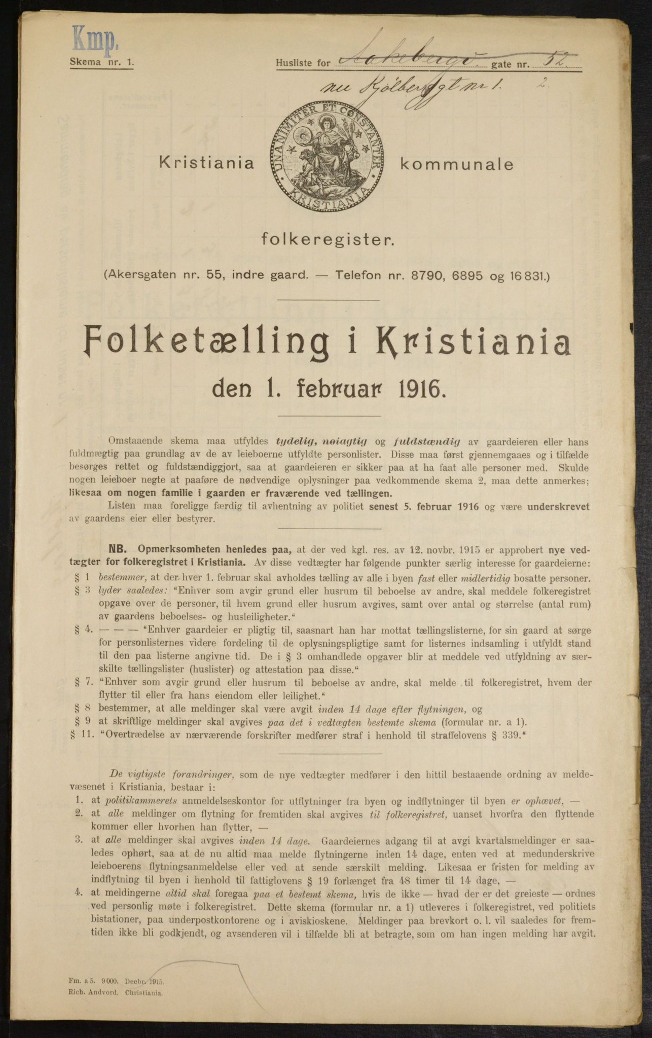 OBA, Kommunal folketelling 1.2.1916 for Kristiania, 1916, s. 52613