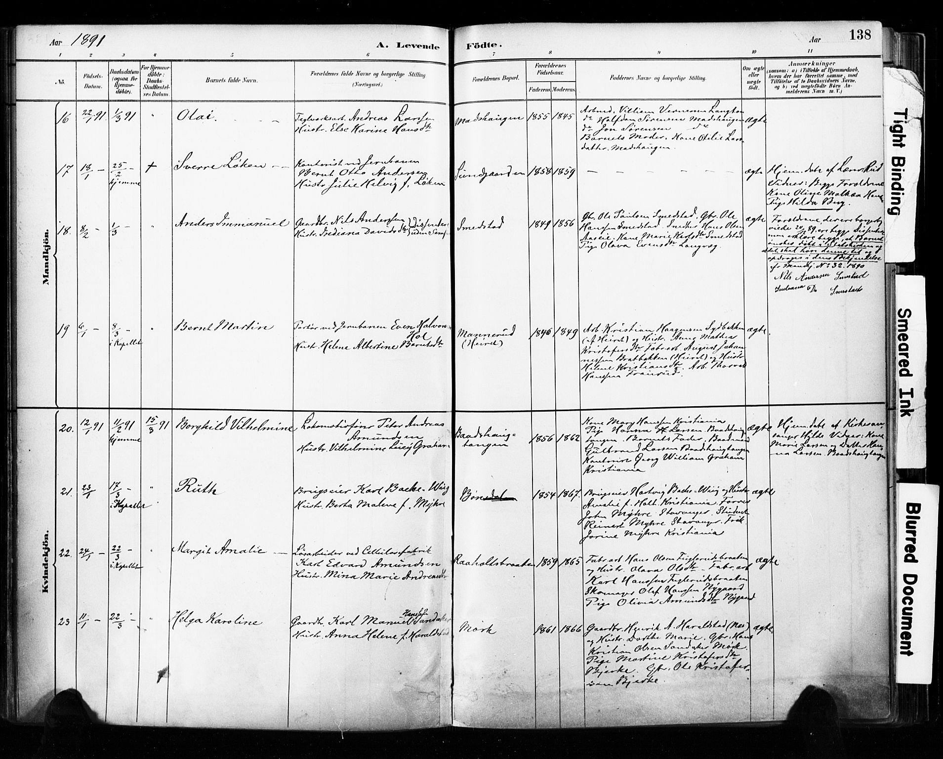 Eidsvoll prestekontor Kirkebøker, AV/SAO-A-10888/F/Fa/L0002: Ministerialbok nr. I 2, 1882-1895, s. 138