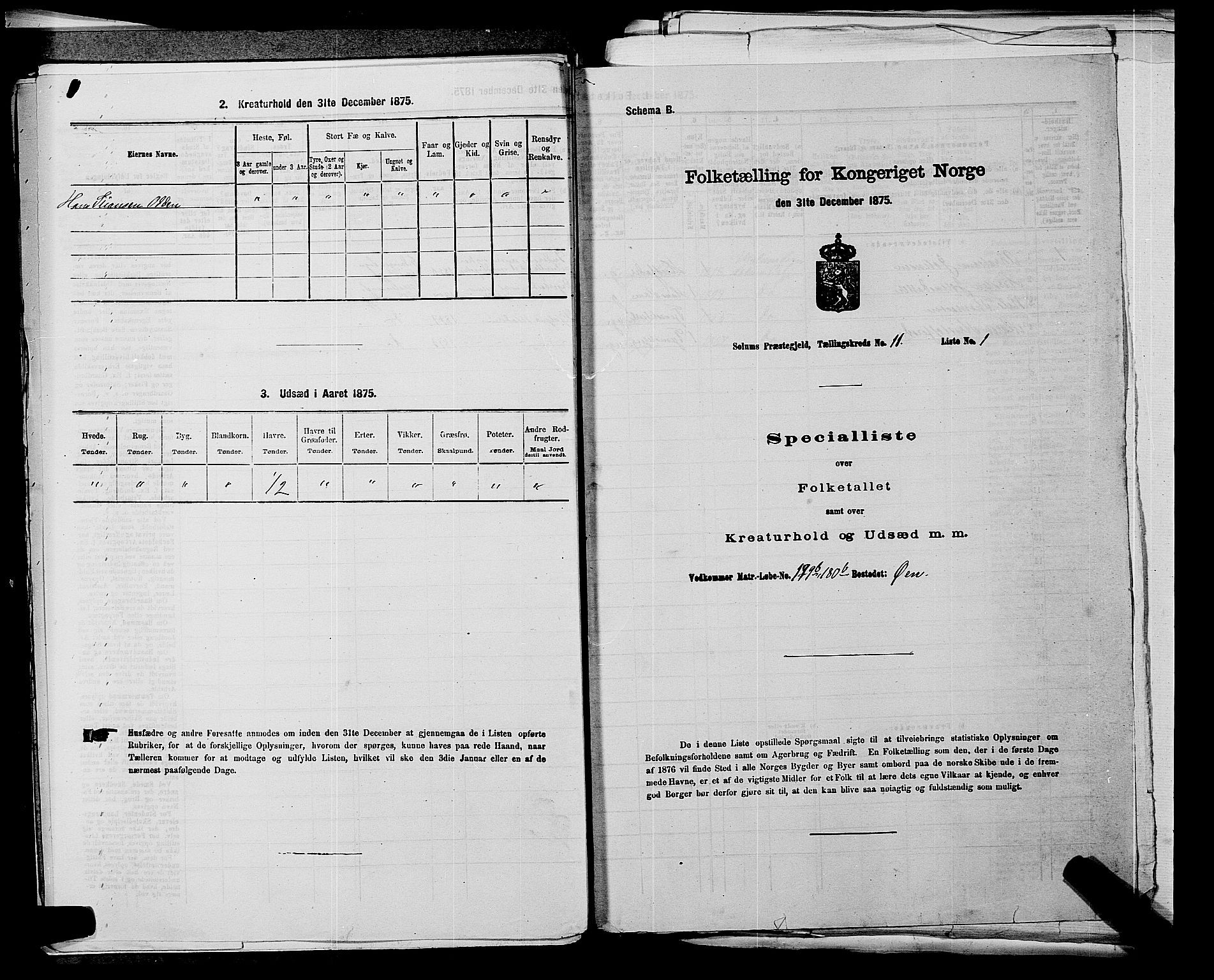 SAKO, Folketelling 1875 for 0818P Solum prestegjeld, 1875, s. 1780