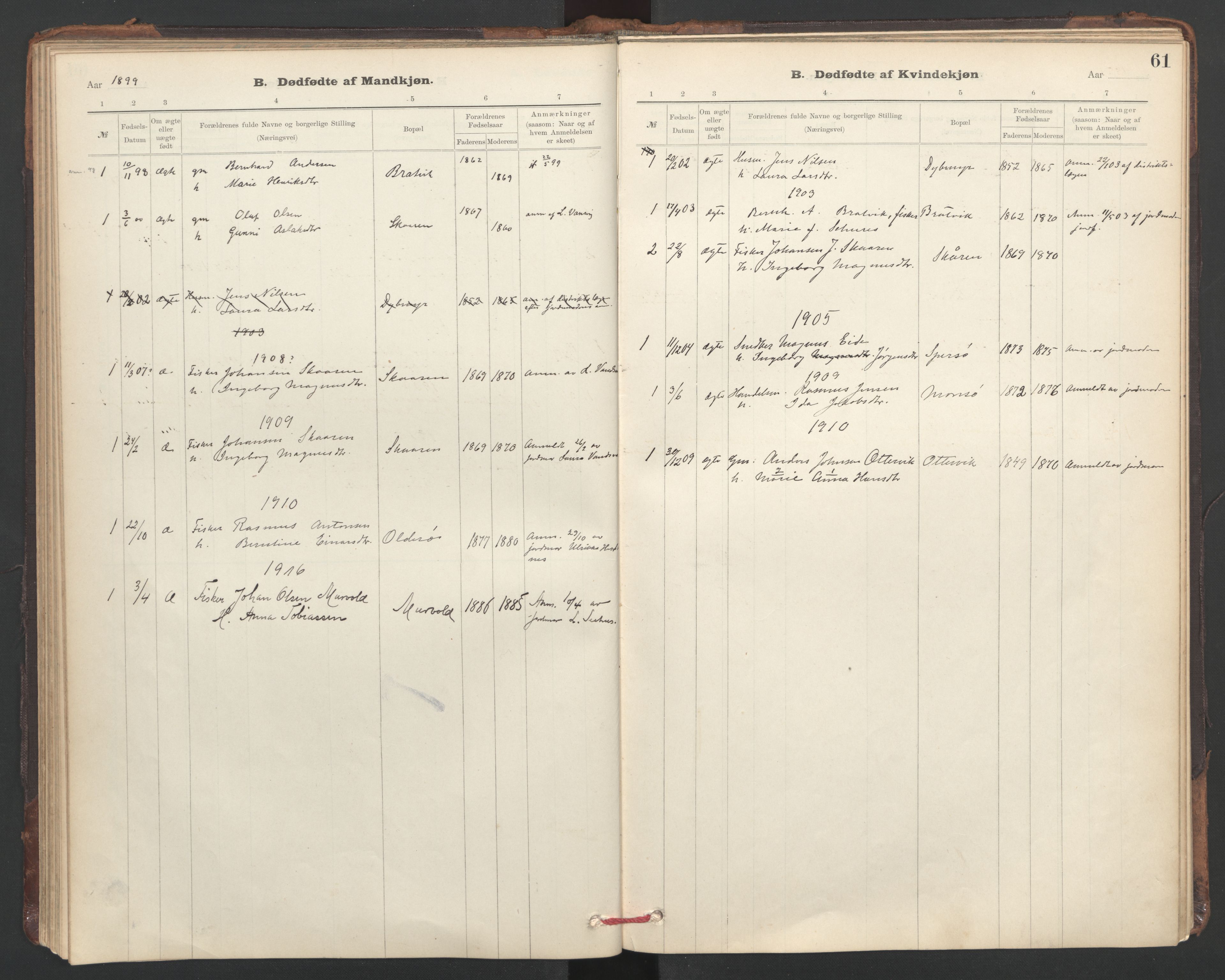 Ministerialprotokoller, klokkerbøker og fødselsregistre - Sør-Trøndelag, AV/SAT-A-1456/635/L0552: Ministerialbok nr. 635A02, 1899-1919, s. 61