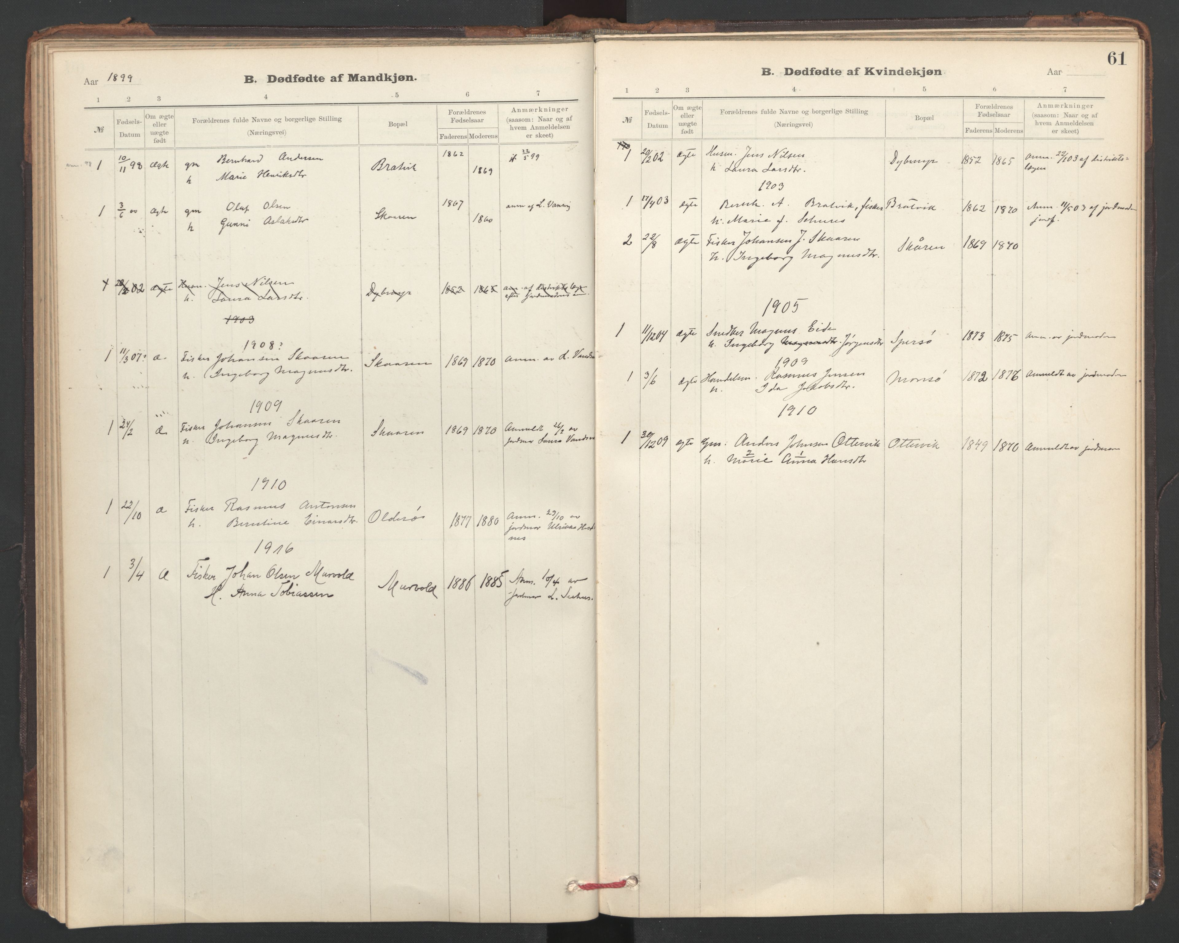 Ministerialprotokoller, klokkerbøker og fødselsregistre - Sør-Trøndelag, SAT/A-1456/635/L0552: Ministerialbok nr. 635A02, 1899-1919, s. 61