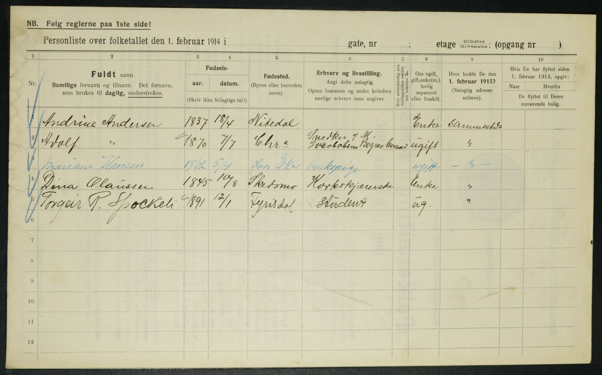 OBA, Kommunal folketelling 1.2.1914 for Kristiania, 1914, s. 23402