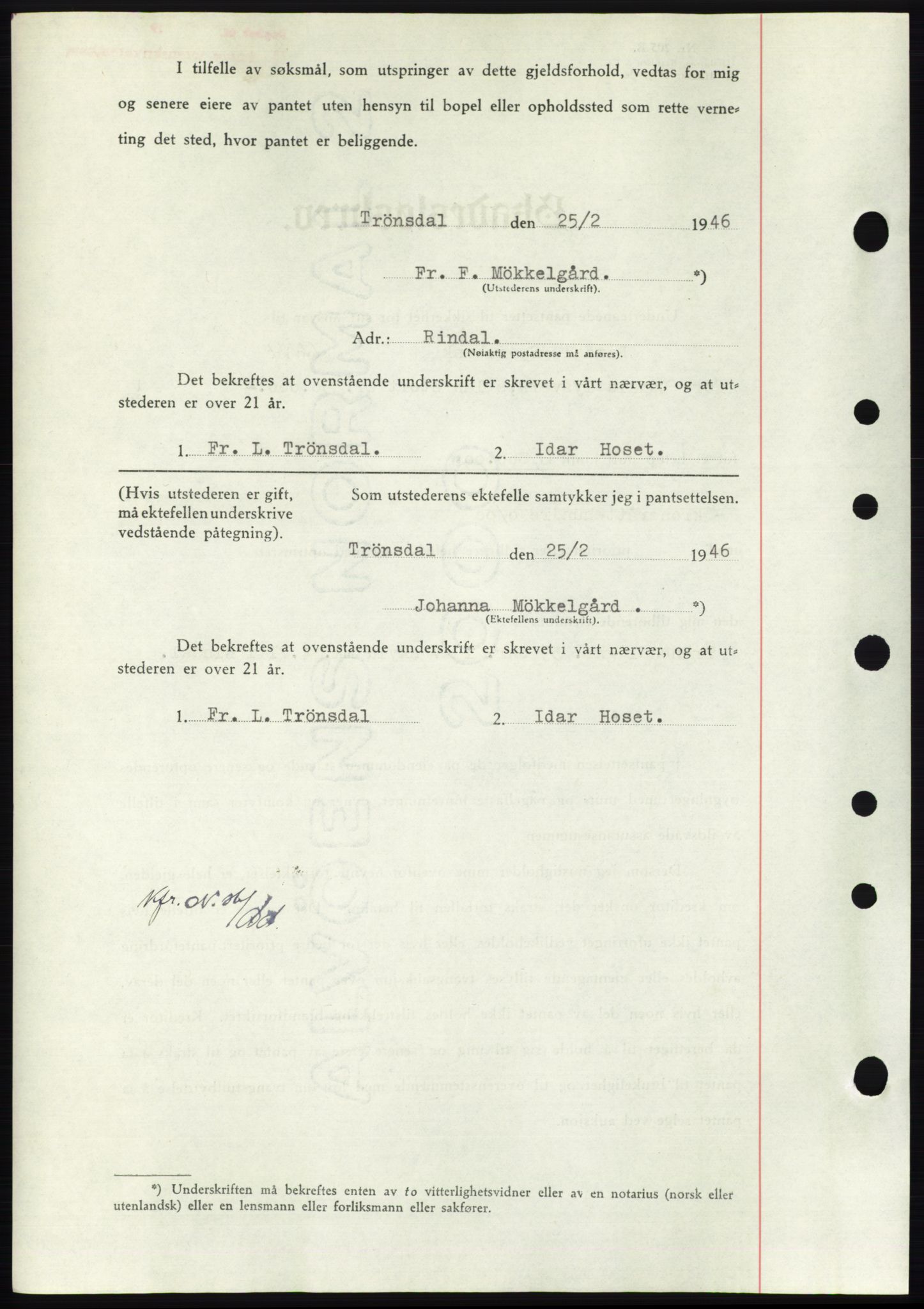 Nordmøre sorenskriveri, AV/SAT-A-4132/1/2/2Ca: Pantebok nr. B93b, 1946-1946, Dagboknr: 535/1946