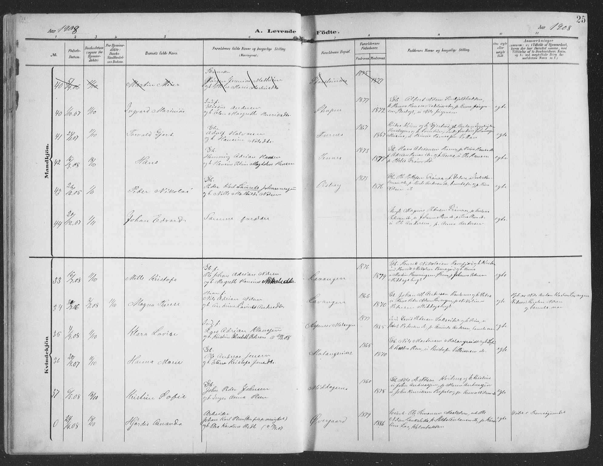 Balsfjord sokneprestembete, AV/SATØ-S-1303/G/Ga/L0009klokker: Klokkerbok nr. 9, 1906-1920, s. 25