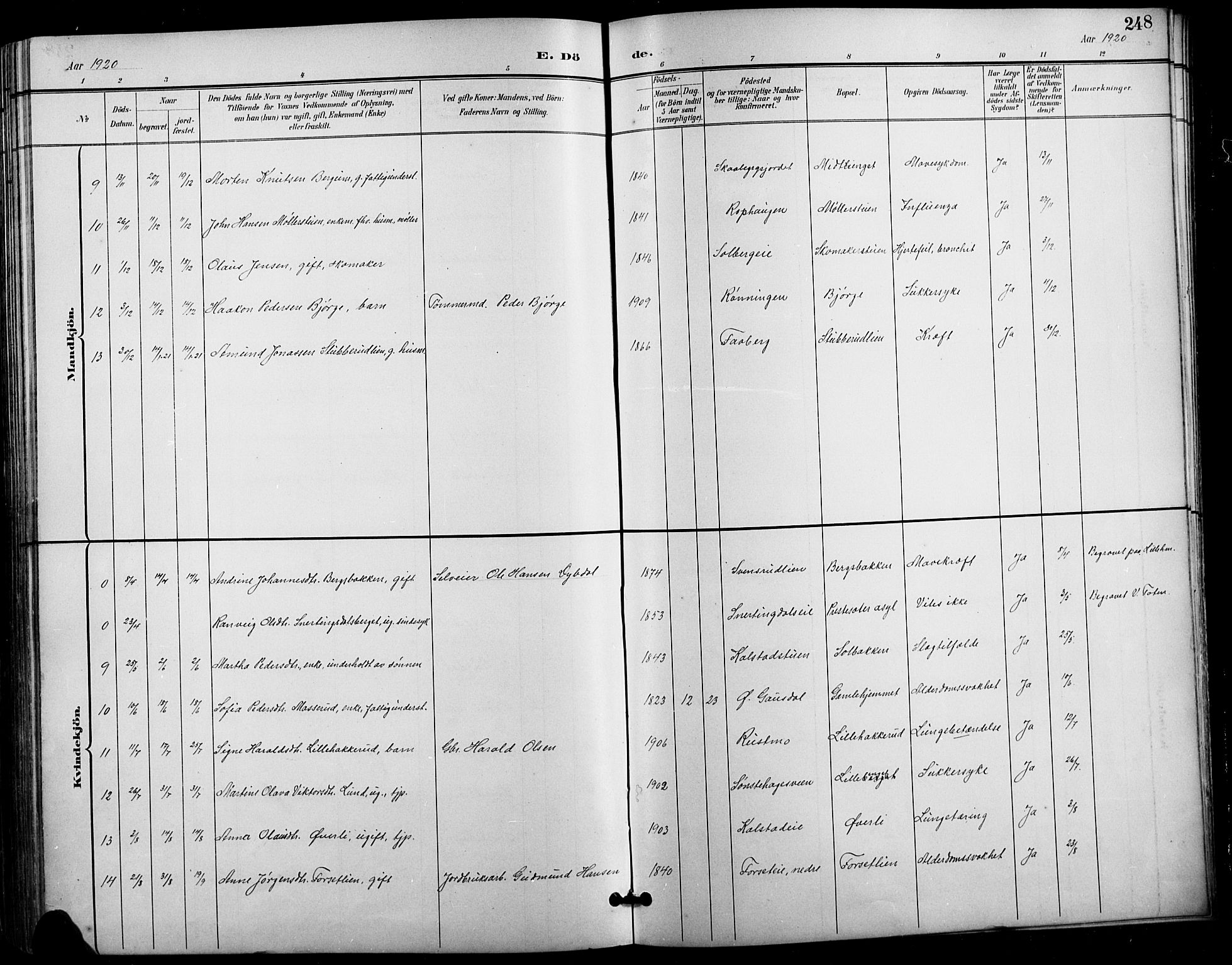 Vestre Gausdal prestekontor, AV/SAH-PREST-094/H/Ha/Hab/L0003: Klokkerbok nr. 3, 1896-1925, s. 248