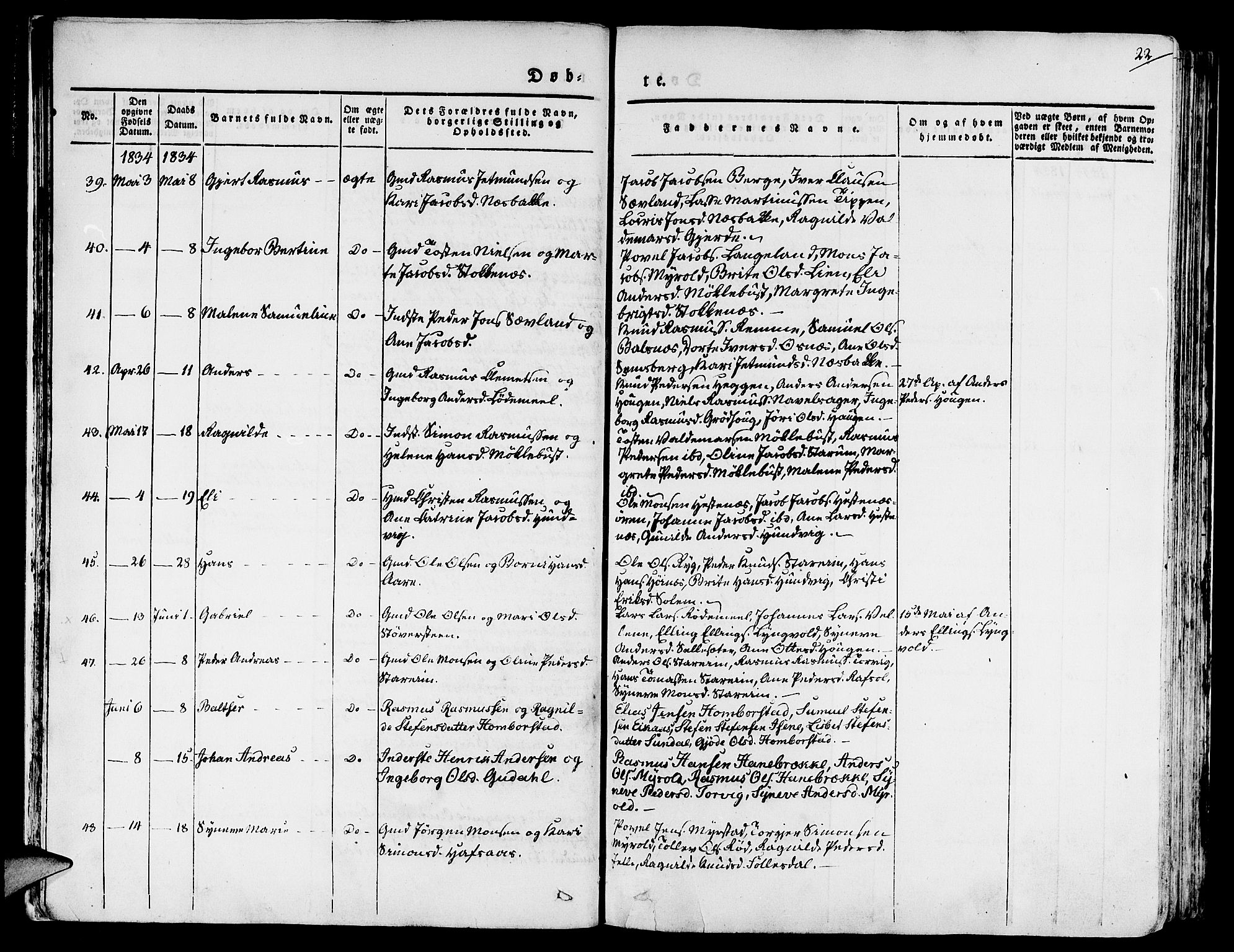 Eid sokneprestembete, AV/SAB-A-82301/H/Haa/Haaa/L0006: Ministerialbok nr. A 6, 1831-1843, s. 22
