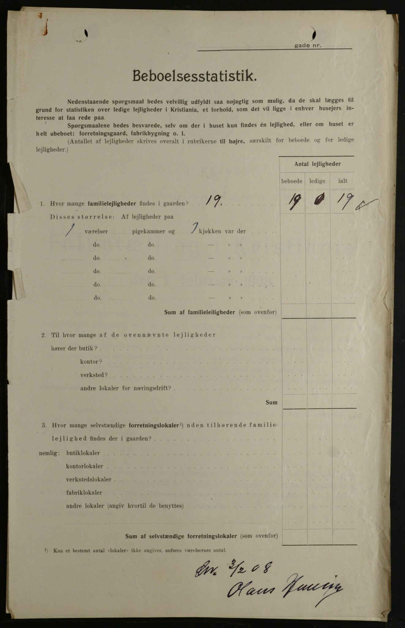 OBA, Kommunal folketelling 1.2.1908 for Kristiania kjøpstad, 1908, s. 40113