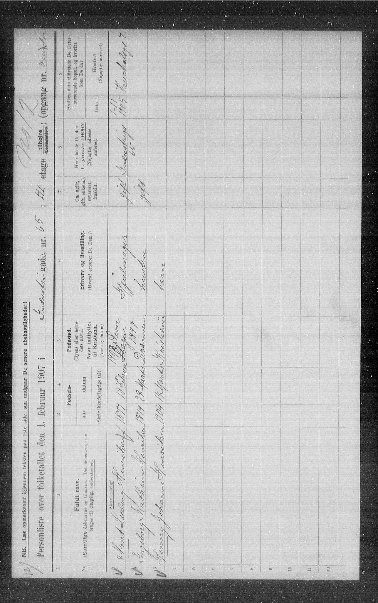 OBA, Kommunal folketelling 1.2.1907 for Kristiania kjøpstad, 1907, s. 22439