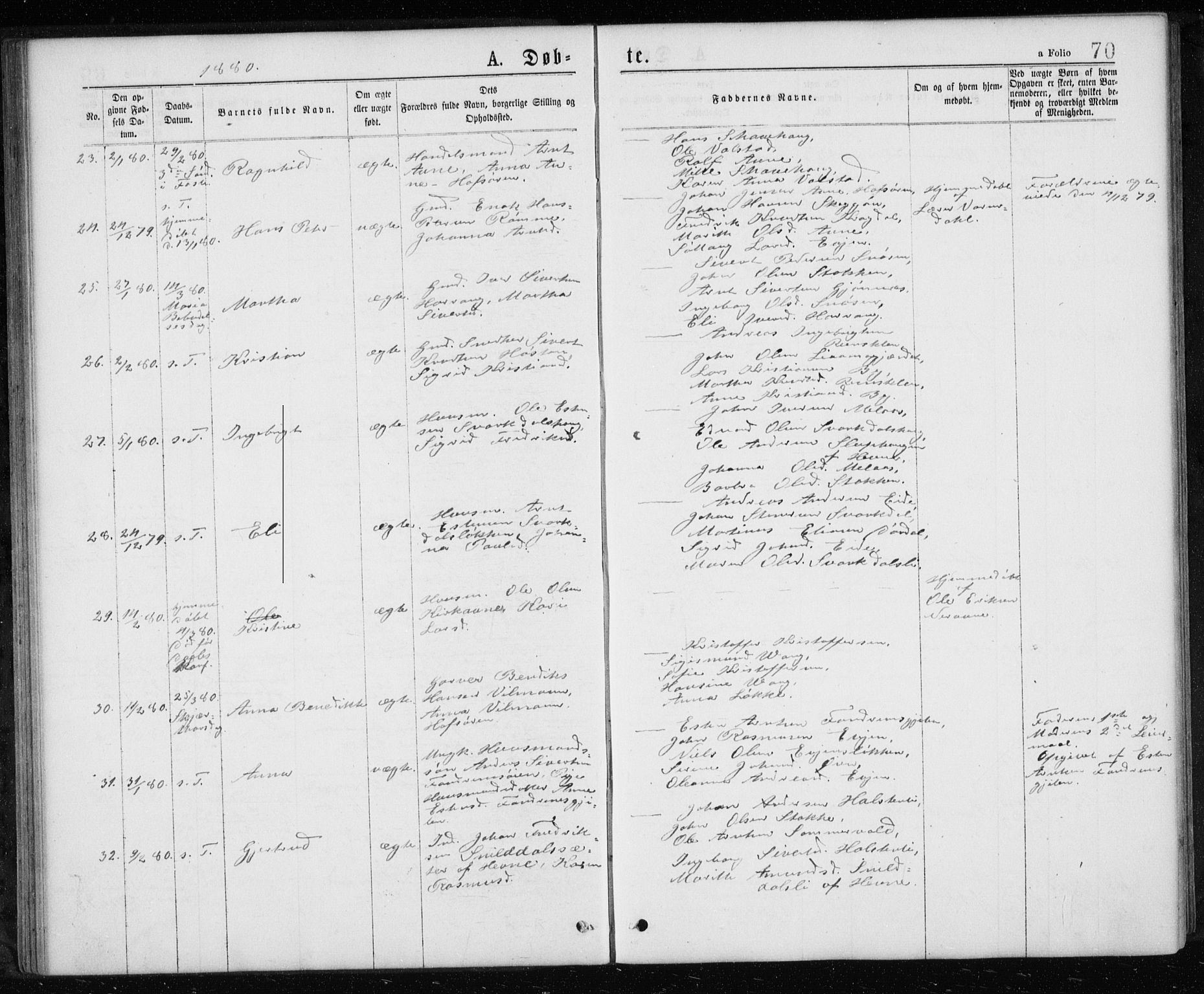 Ministerialprotokoller, klokkerbøker og fødselsregistre - Sør-Trøndelag, SAT/A-1456/668/L0817: Klokkerbok nr. 668C06, 1873-1884, s. 70