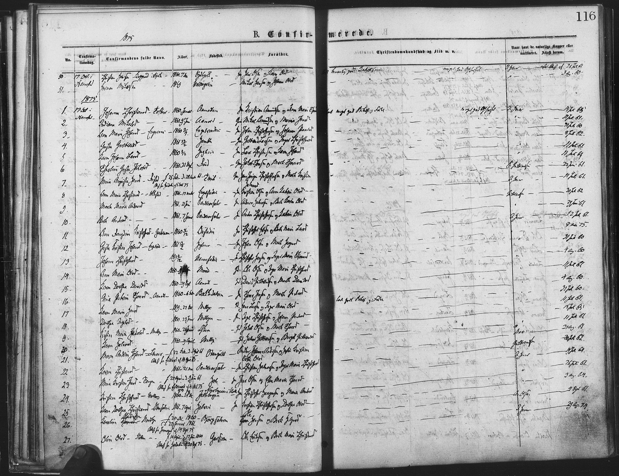 Nannestad prestekontor Kirkebøker, AV/SAO-A-10414a/F/Fa/L0013: Ministerialbok nr. I 13, 1873-1880, s. 116