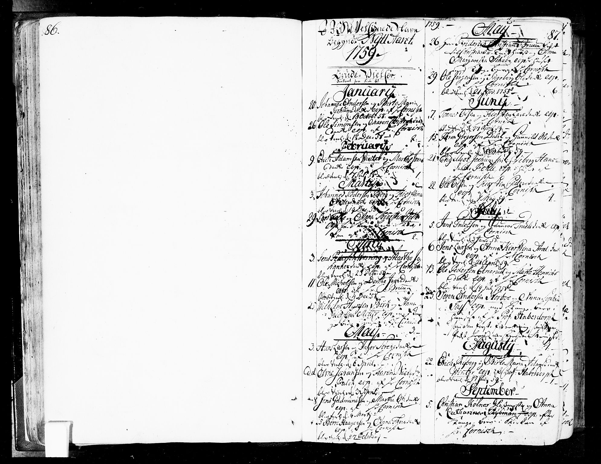 Oslo domkirke Kirkebøker, SAO/A-10752/F/Fa/L0004: Ministerialbok nr. 4, 1743-1786, s. 86-87