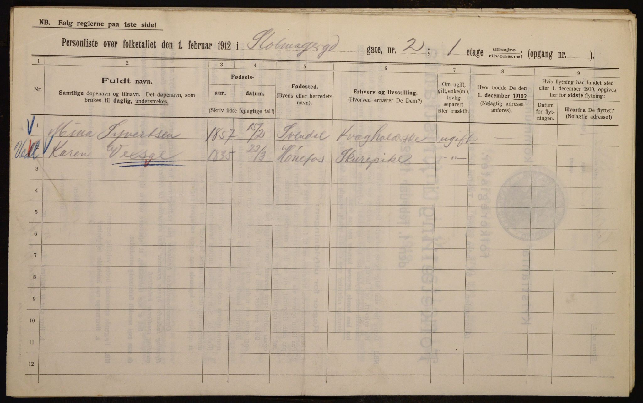 OBA, Kommunal folketelling 1.2.1912 for Kristiania, 1912, s. 102656