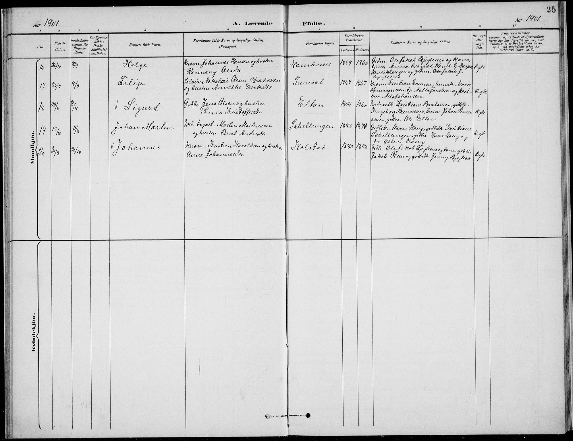 Nordre Land prestekontor, SAH/PREST-124/H/Ha/Hab/L0014: Klokkerbok nr. 14, 1891-1907, s. 25