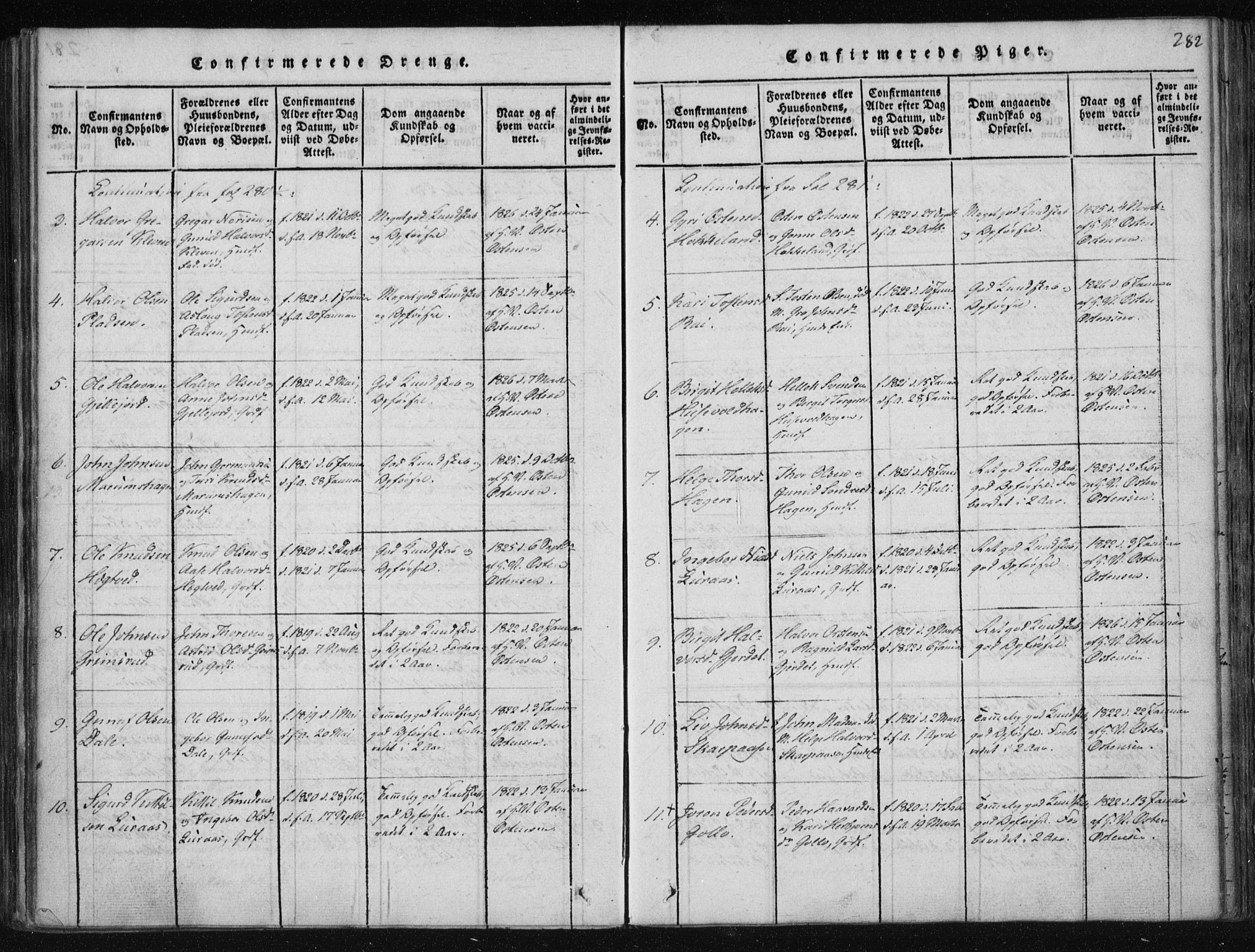 Tinn kirkebøker, AV/SAKO-A-308/F/Fa/L0004: Ministerialbok nr. I 4, 1815-1843, s. 281b-282a