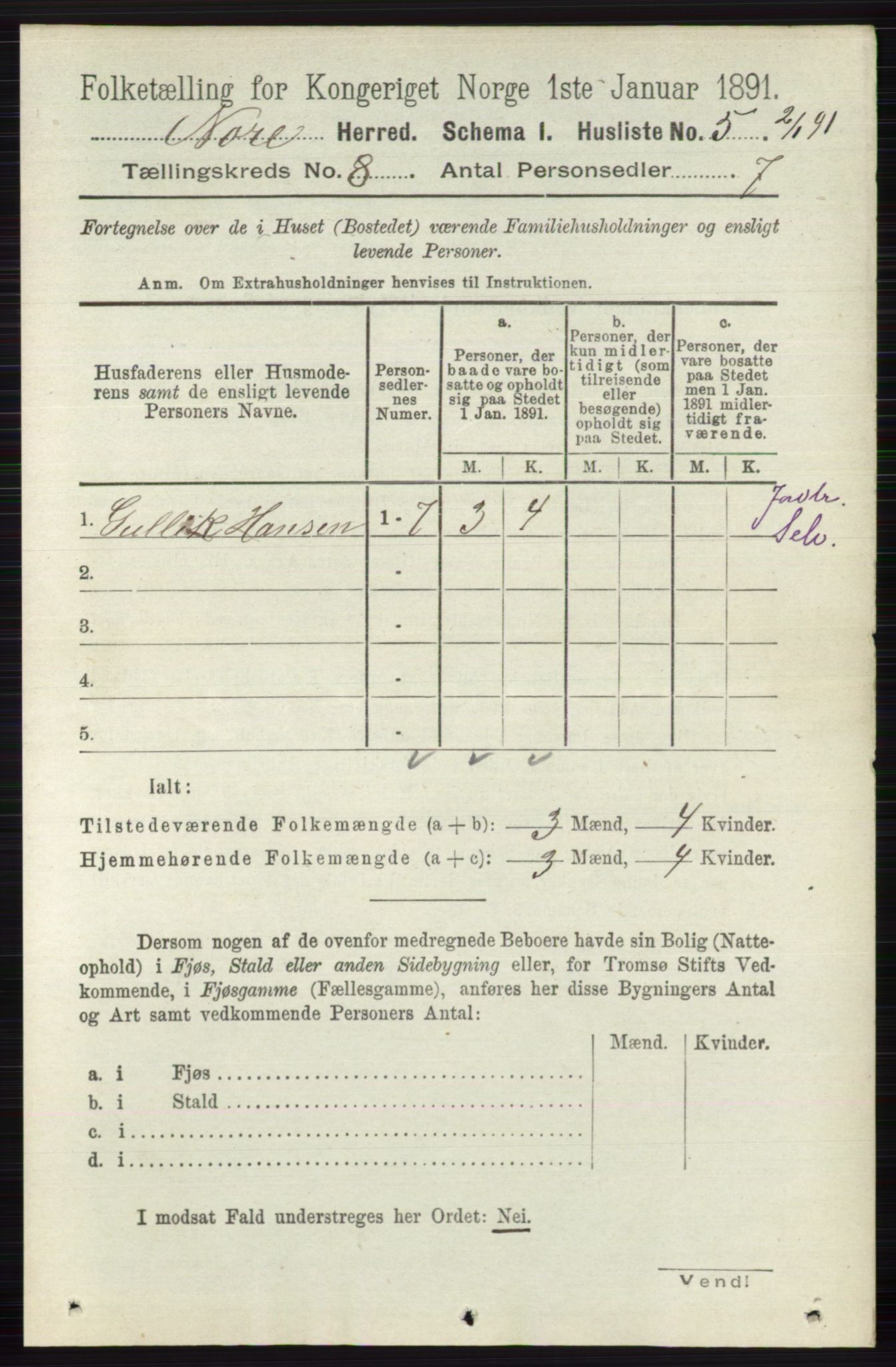 RA, Folketelling 1891 for 0633 Nore herred, 1891, s. 2795