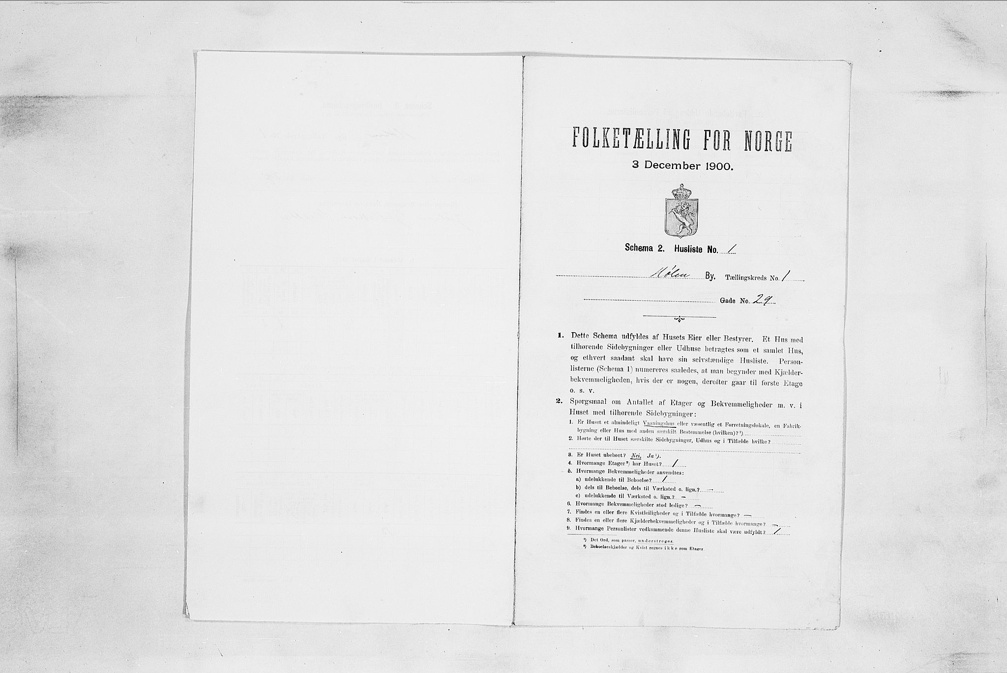 SAO, Folketelling 1900 for 0204 Hølen ladested, 1900