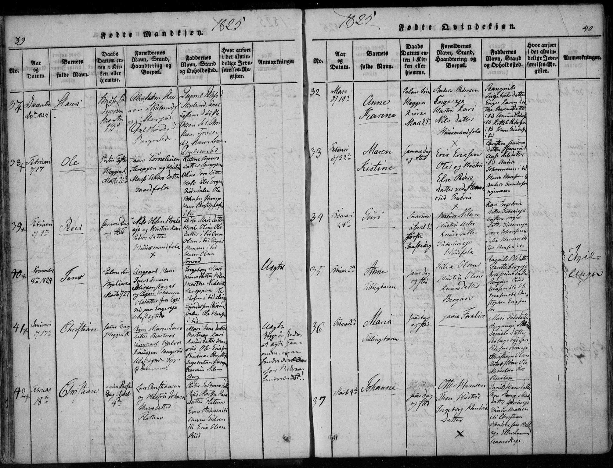 Modum kirkebøker, AV/SAKO-A-234/F/Fa/L0005: Ministerialbok nr. 5, 1824-1841, s. 39-40