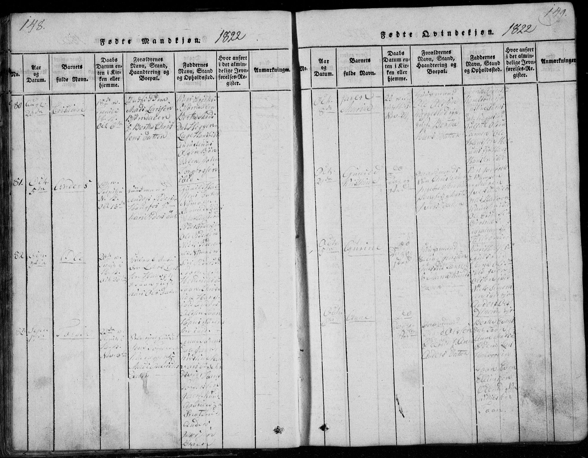 Modum kirkebøker, AV/SAKO-A-234/G/Ga/L0001: Klokkerbok nr. I 1, 1818-1824, s. 148-149