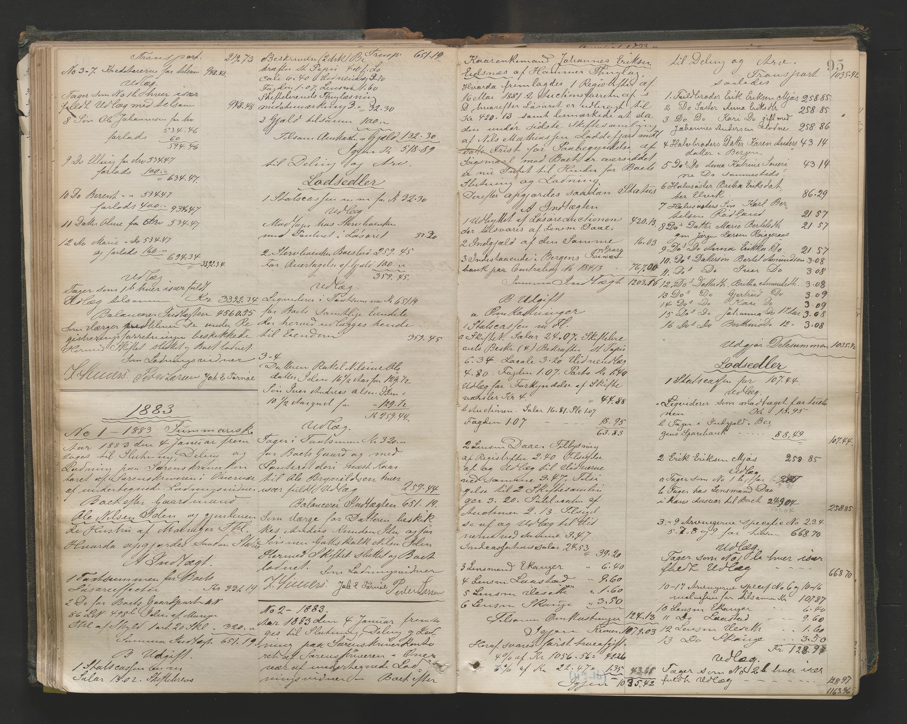 Nordhordland sorenskrivar, AV/SAB-A-2901/1/H/Hd/Hda/L0010: Skifteutlodningsprotokollar, 1881-1889, s. 95