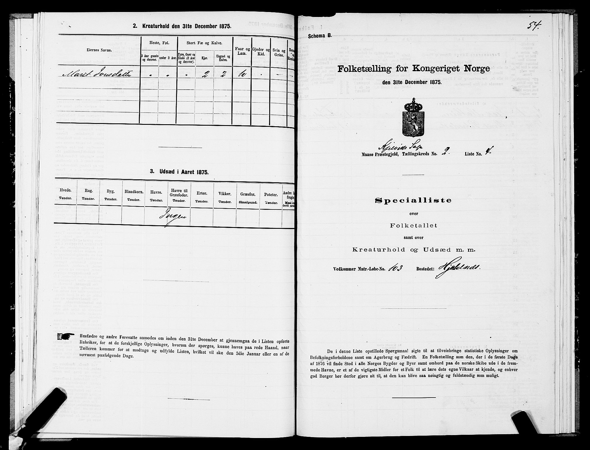 SATØ, Folketelling 1875 for 2018P Måsøy prestegjeld, 1875, s. 2054