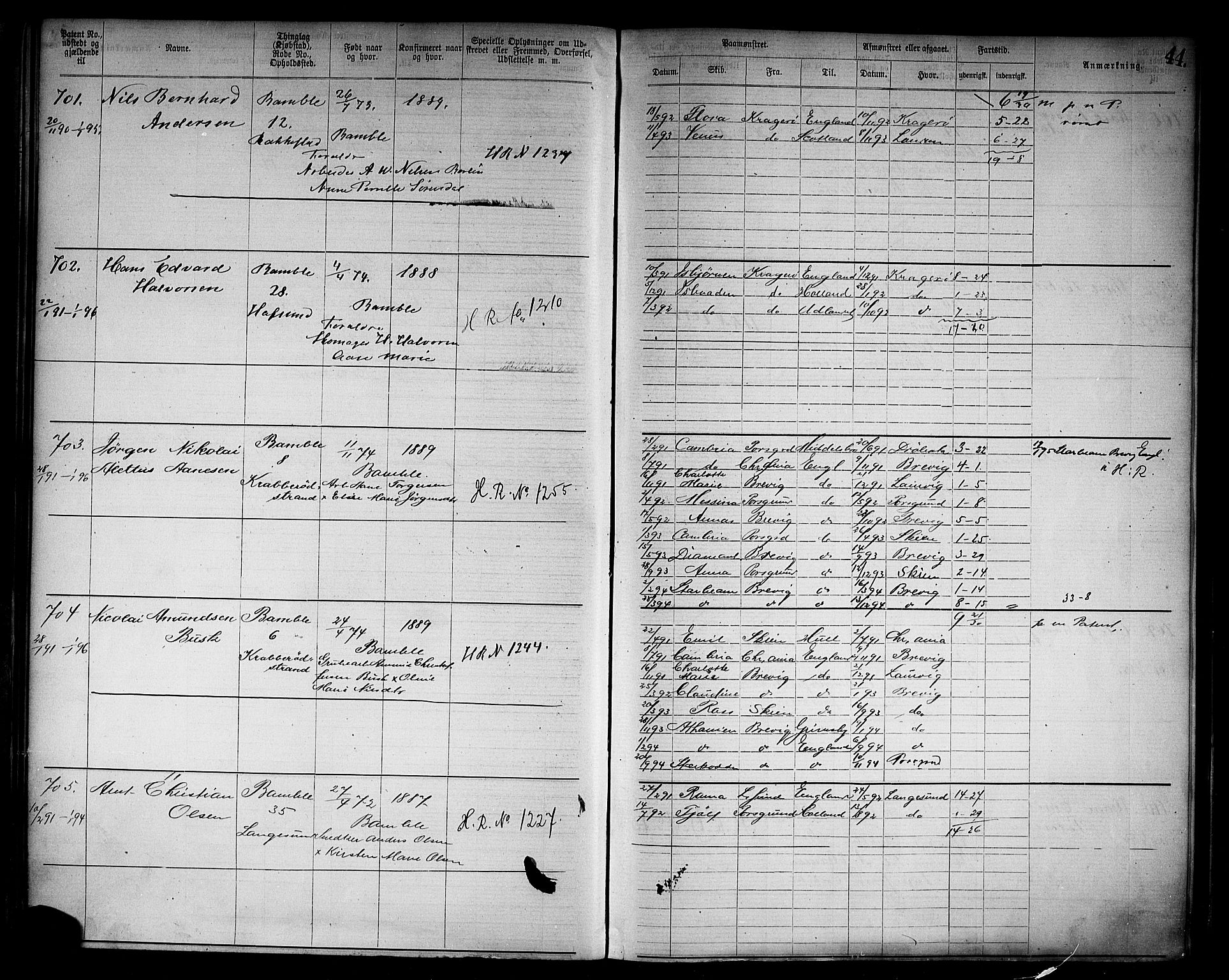 Langesund innrulleringskontor, AV/SAKO-A-831/F/Fb/L0004: Annotasjonsrulle, 1880-1911, s. 46