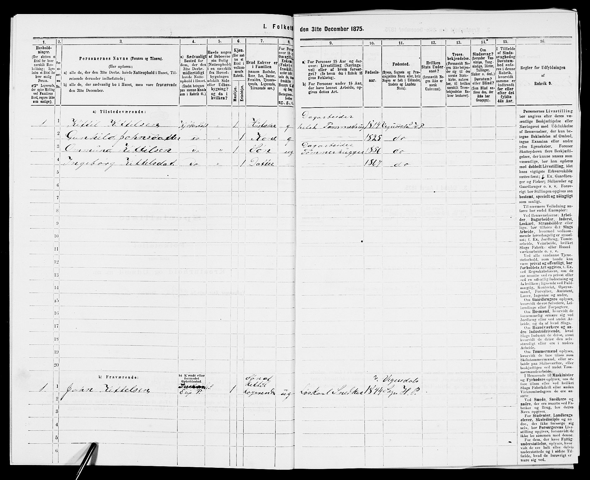 SAK, Folketelling 1875 for 0933P Herefoss prestegjeld, 1875, s. 317