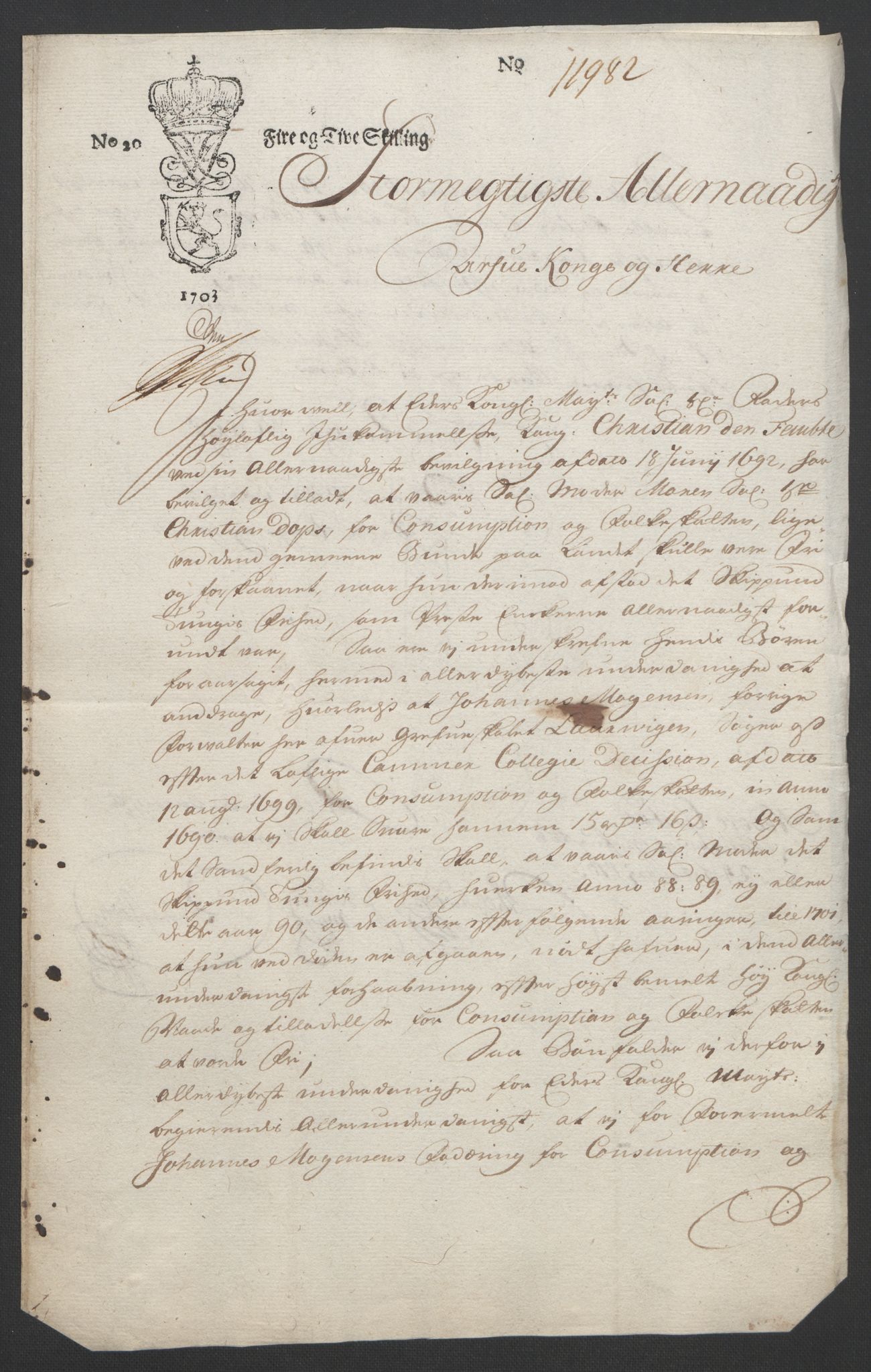 Rentekammeret inntil 1814, Reviderte regnskaper, Fogderegnskap, AV/RA-EA-4092/R33/L1973: Fogderegnskap Larvik grevskap, 1692, s. 221