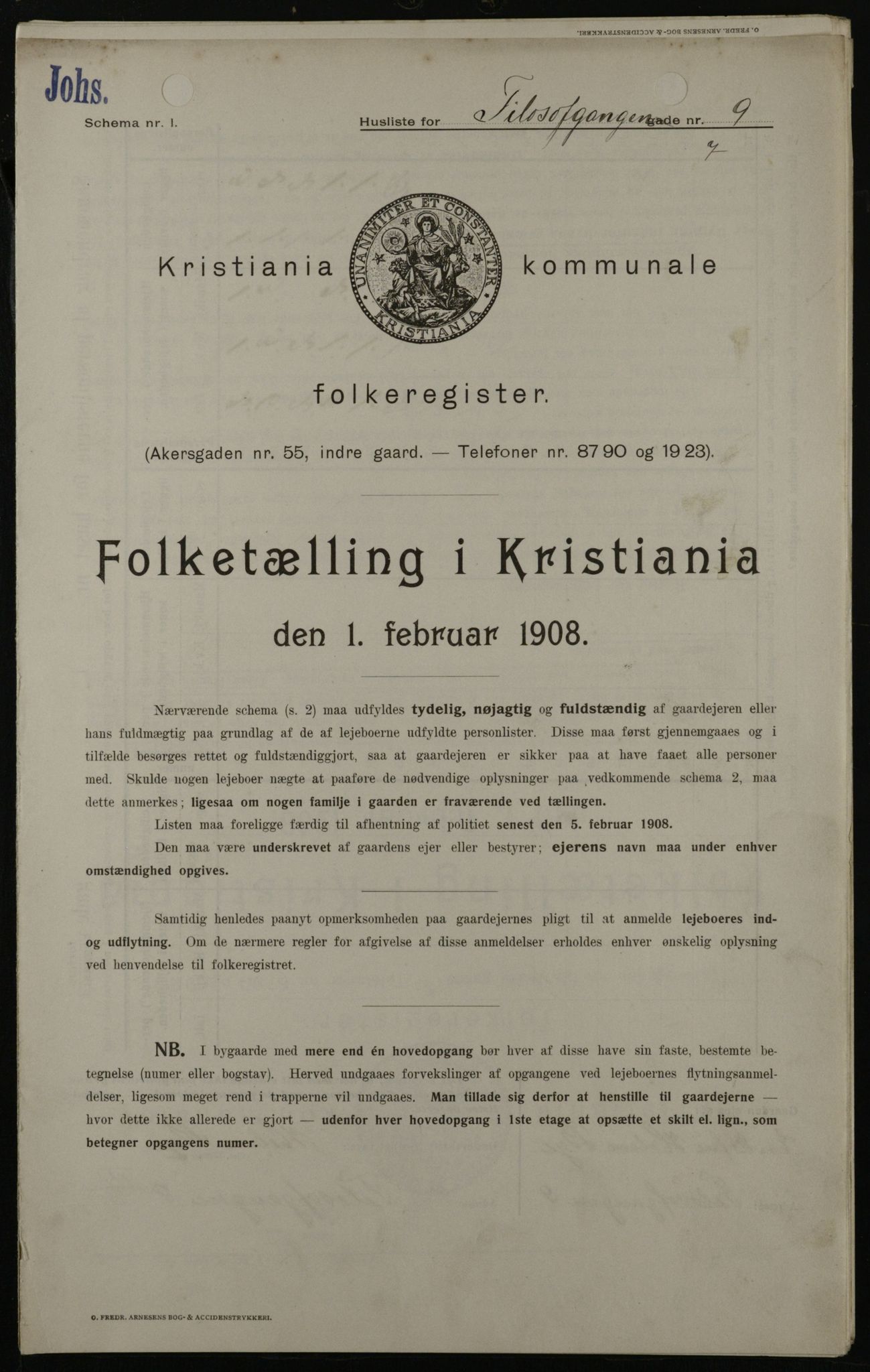 OBA, Kommunal folketelling 1.2.1908 for Kristiania kjøpstad, 1908, s. 21923