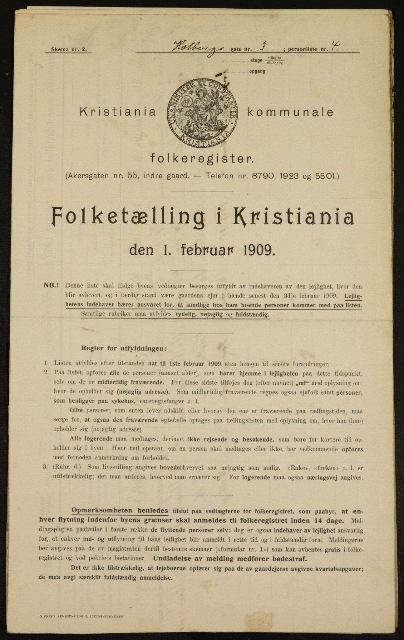 OBA, Kommunal folketelling 1.2.1909 for Kristiania kjøpstad, 1909, s. 36487