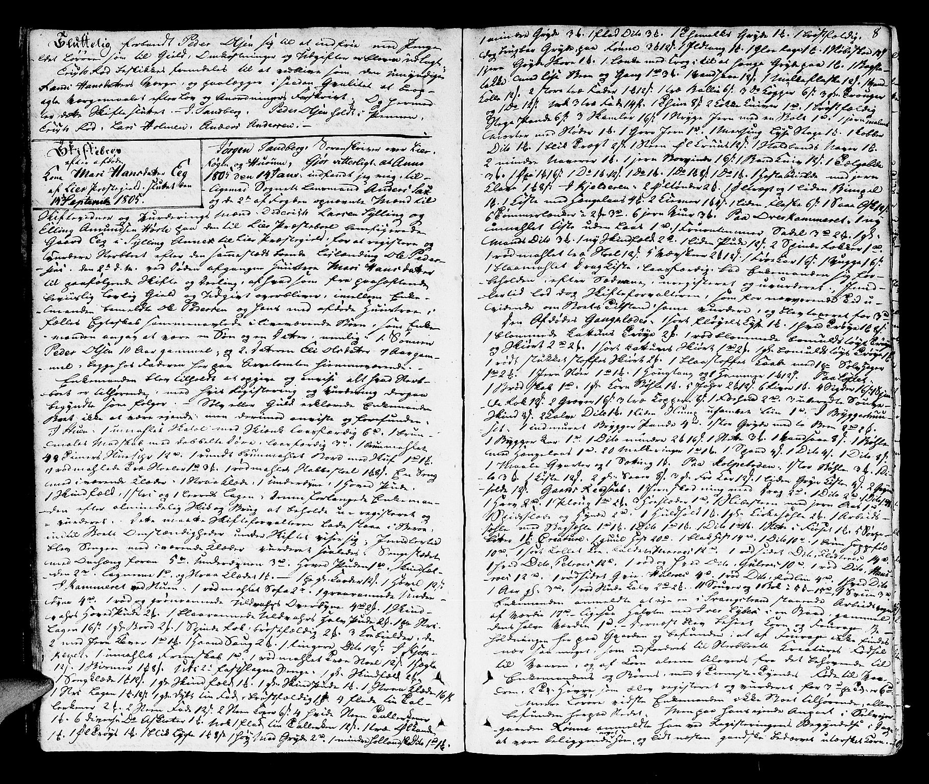 Lier, Røyken og Hurum sorenskriveri, AV/SAKO-A-89/H/Hc/L0009: Skifteprotokoll, 1805-1813, s. 7b-8a
