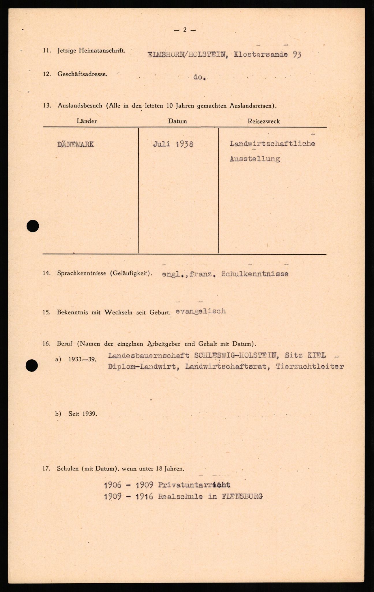 Forsvaret, Forsvarets overkommando II, RA/RAFA-3915/D/Db/L0022: CI Questionaires. Tyske okkupasjonsstyrker i Norge. Tyskere., 1945-1946, s. 180