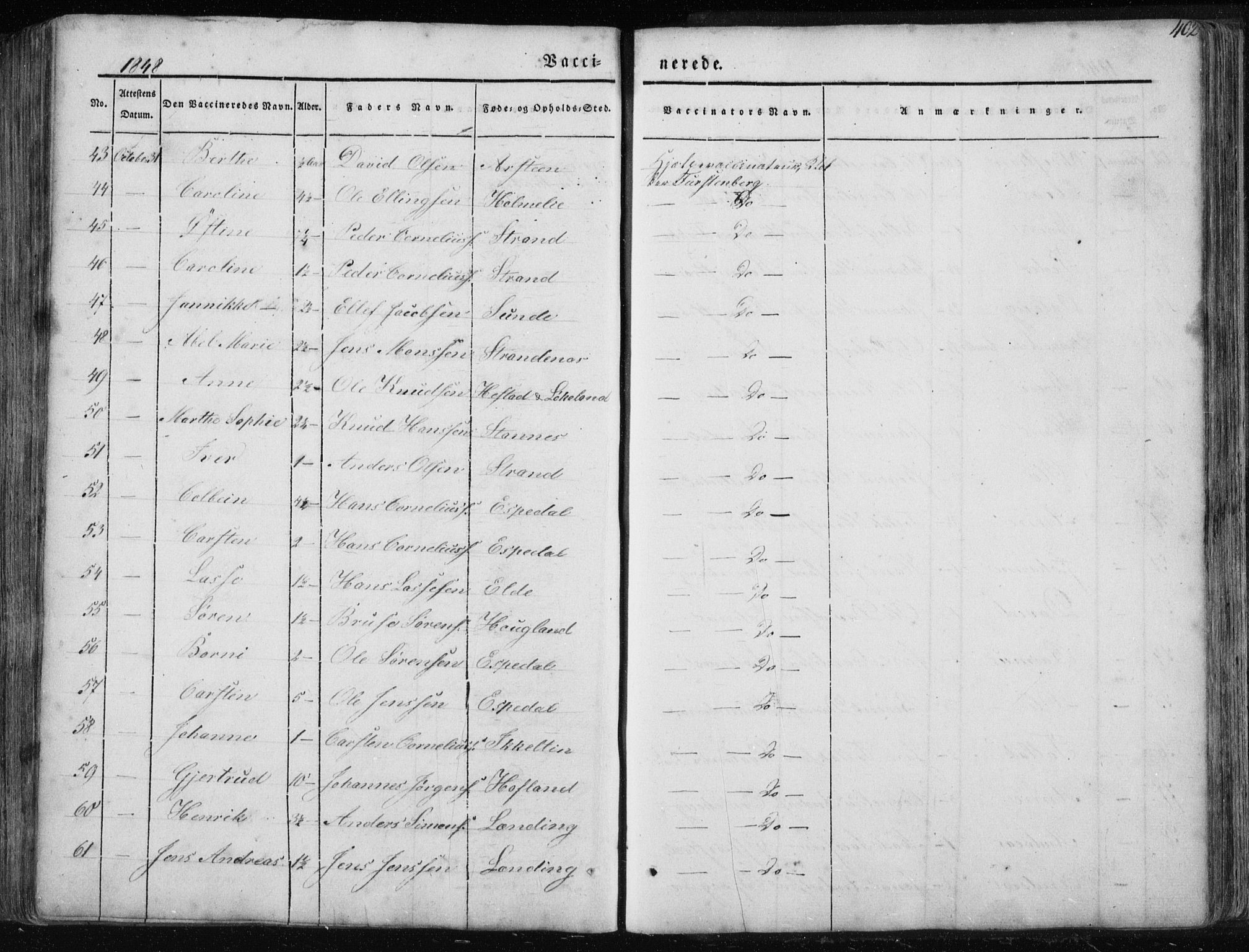 Fjaler sokneprestembete, AV/SAB-A-79801/H/Haa/Haaa/L0006: Ministerialbok nr. A 6, 1835-1884, s. 402